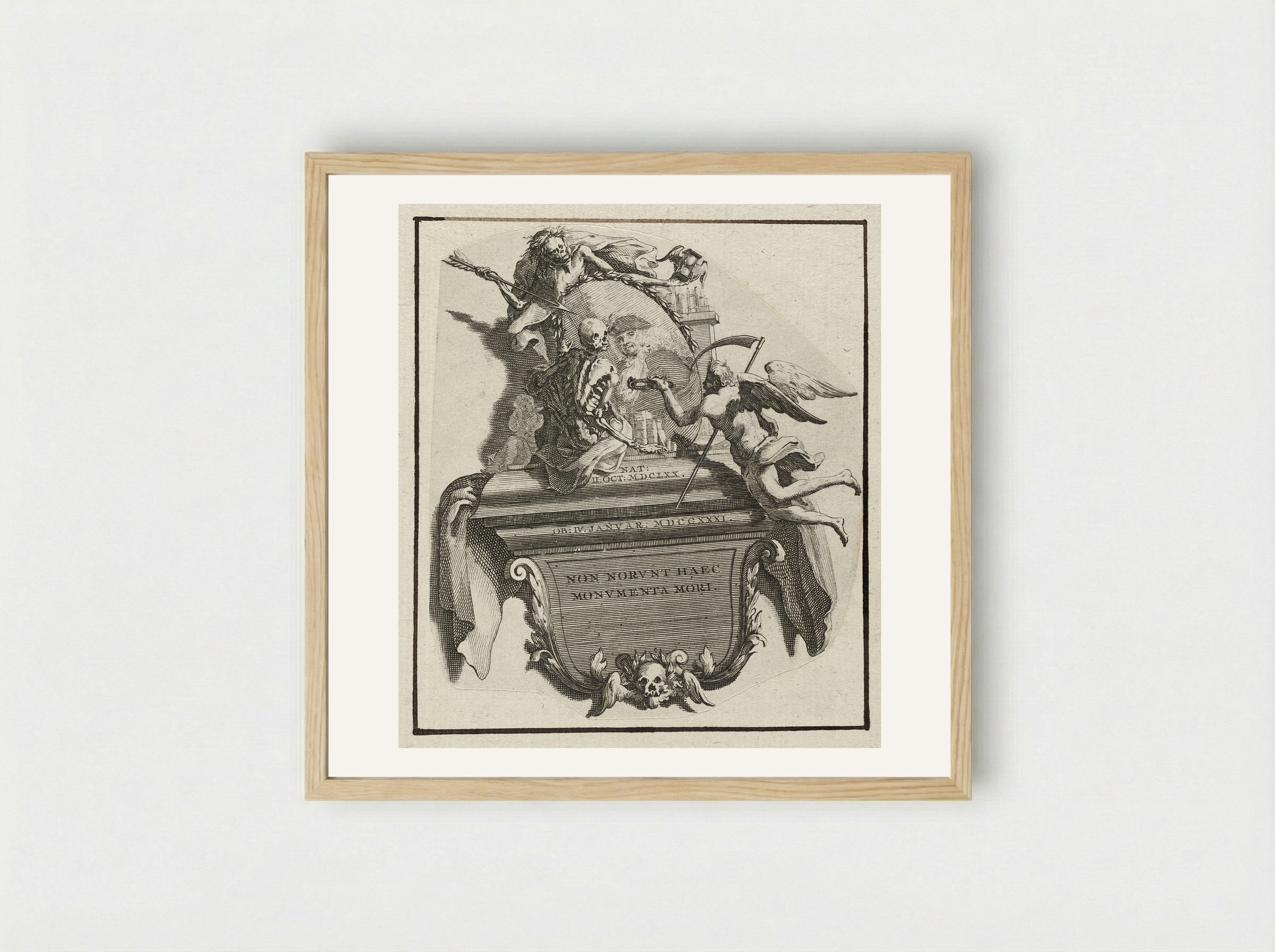 Monument voor het huwelijk van Jonas Witsen met Elisabet Basseliers - Jan Goeree - Framed Print Wood