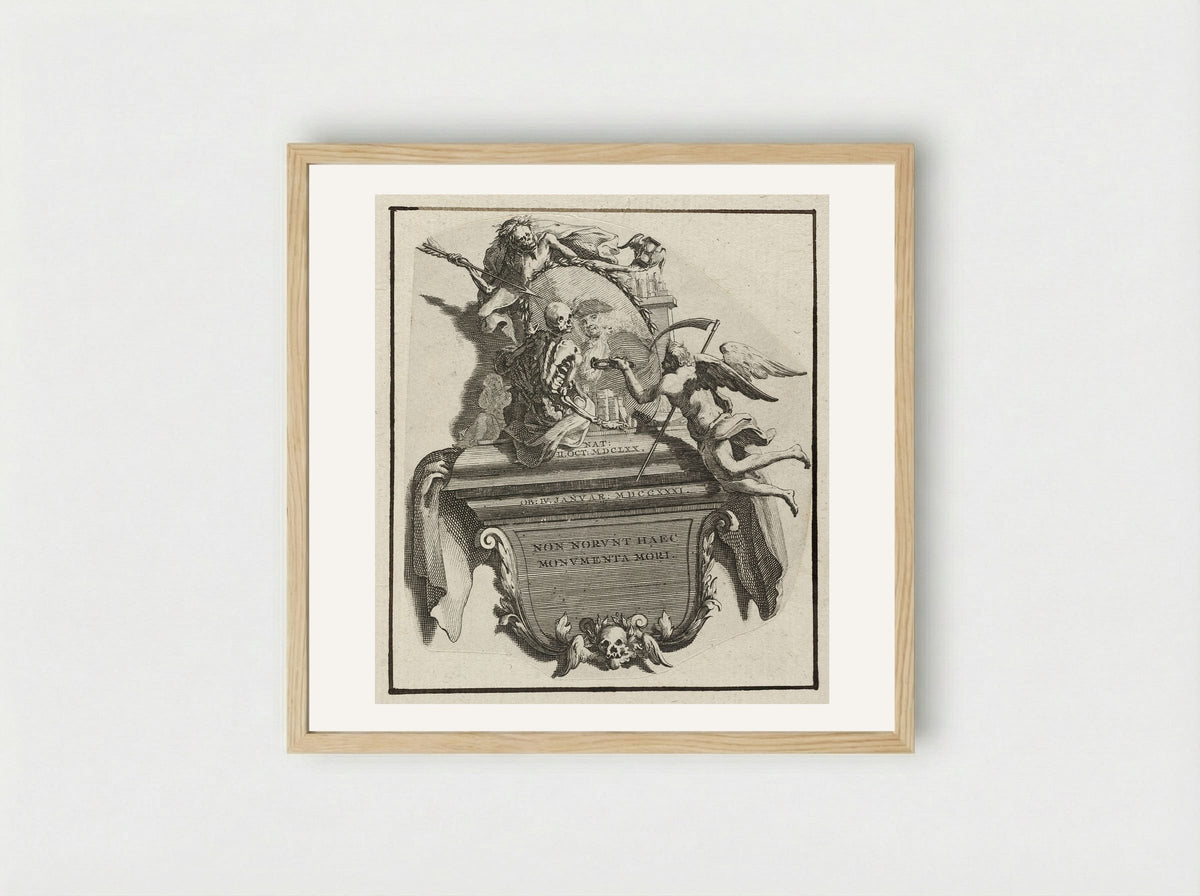 Monument voor het huwelijk van Jonas Witsen met Elisabet Basseliers - Jan Goeree - Framed Print Wood