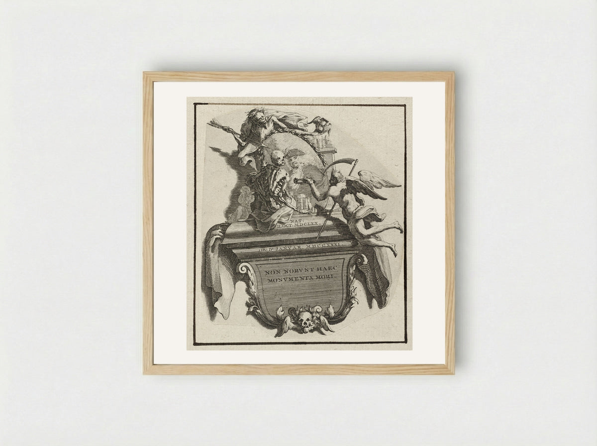 Monument voor het huwelijk van Jonas Witsen met Elisabet Basseliers - Jan Goeree - Framed Print Wood