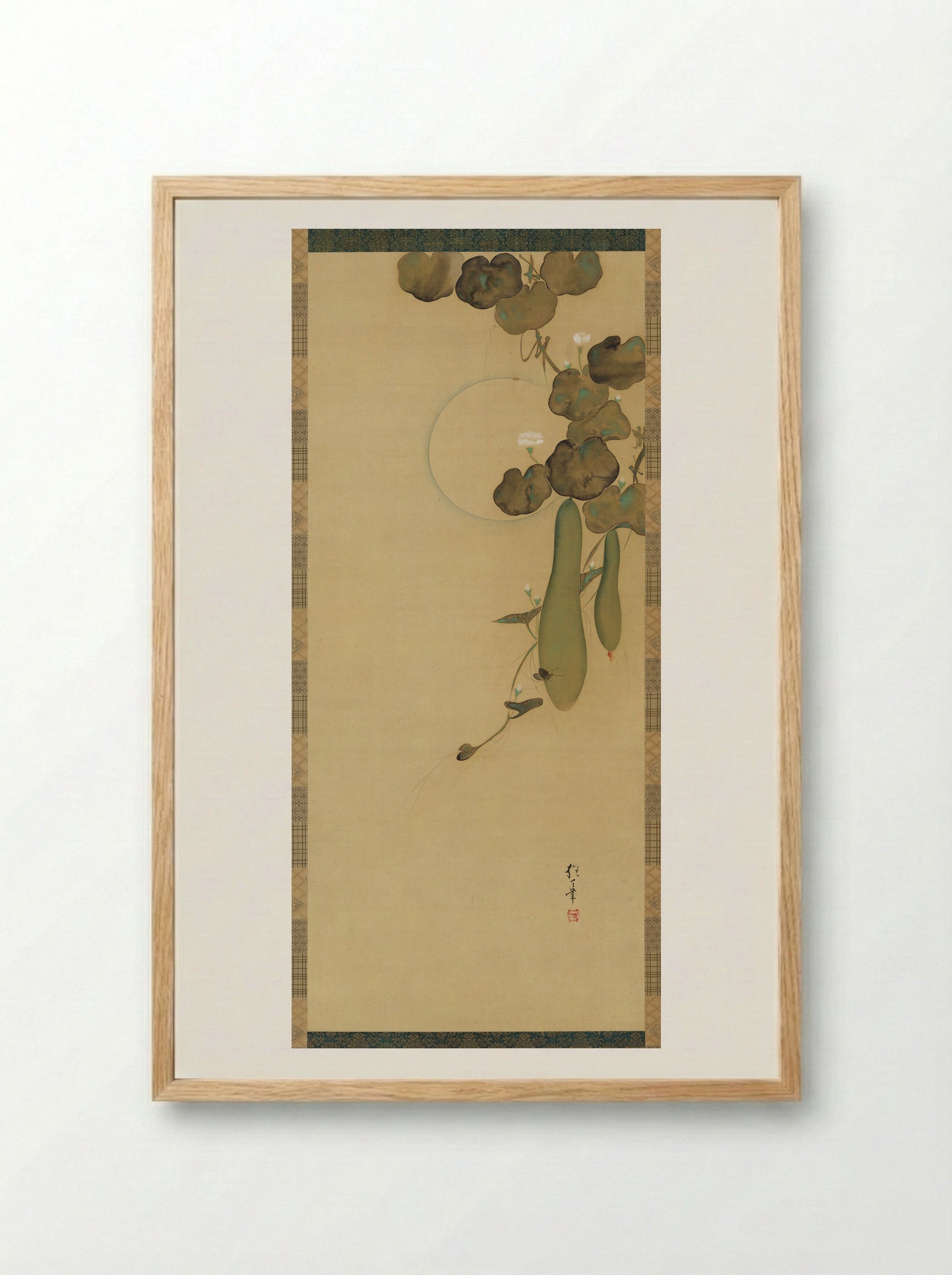 Moon, Gourds, and Insects - Sakai Hōitsu - Framed Print Wood