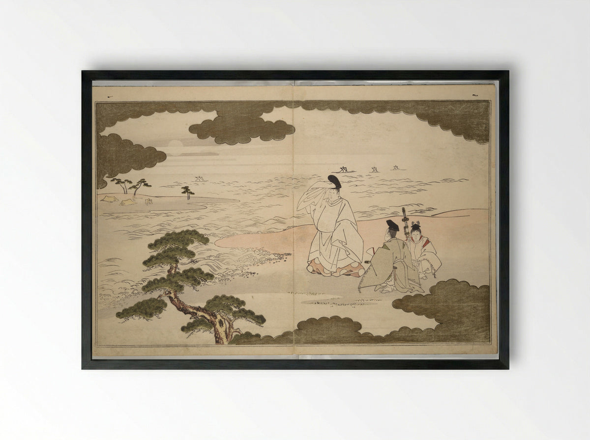 Moon-Mad Monk (Kyōgetsubō) - Kitagawa Utamaro - Framed Print Black