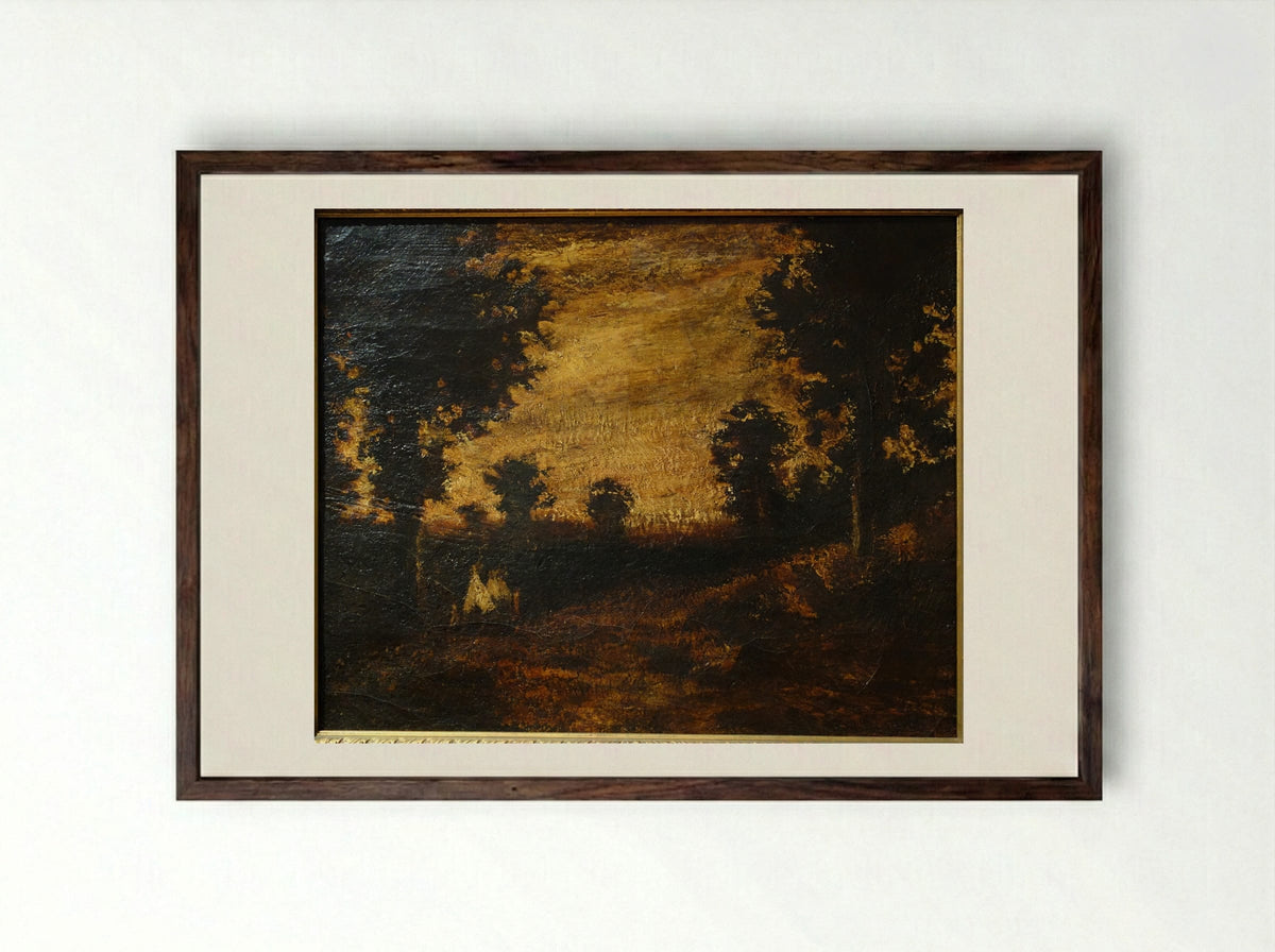 Moonlight Scene - Ralph Albert Blakelock - Framed Print Dark Wood