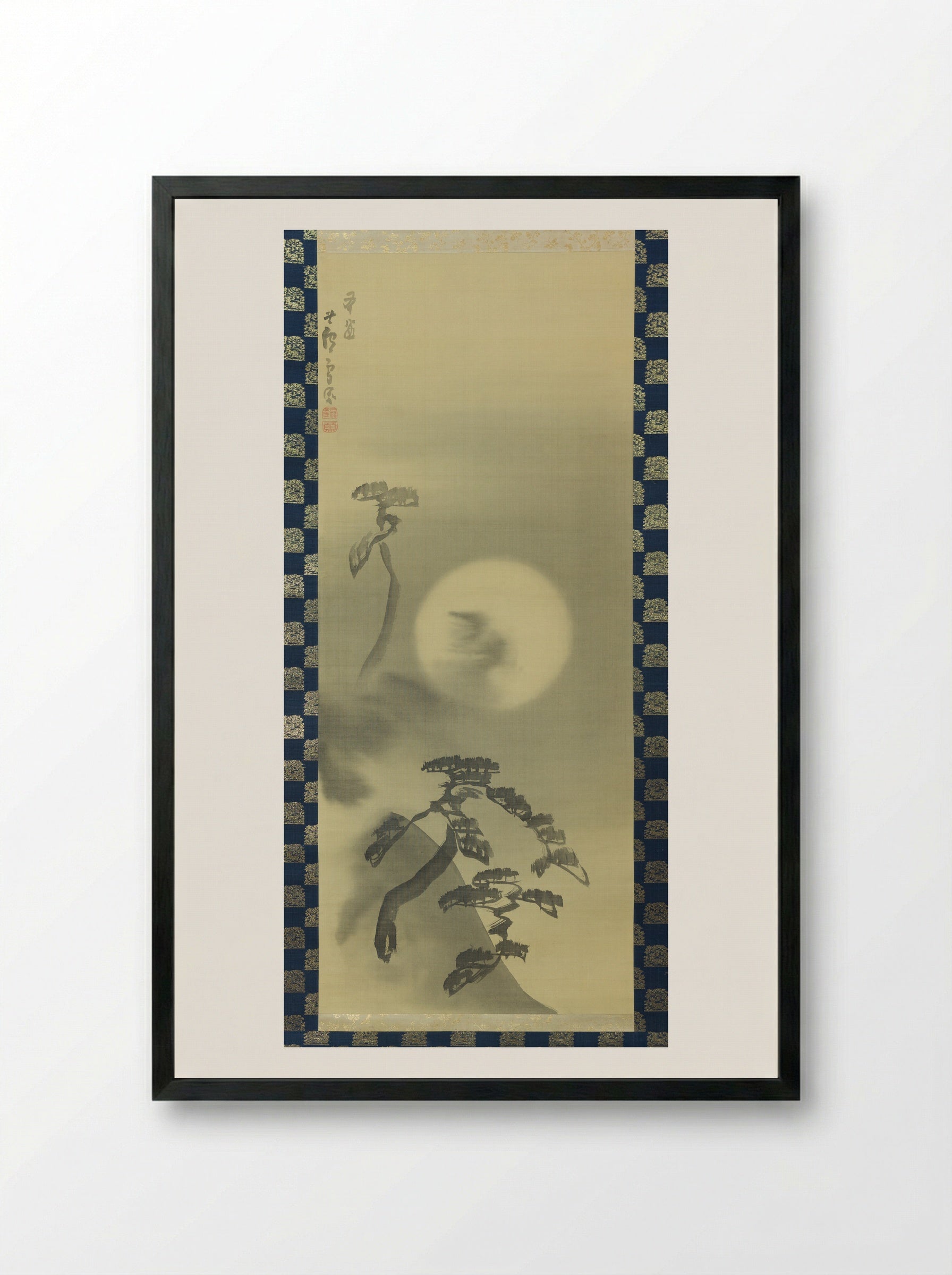Moonlit Landscape - Nagasawa Rosetsu - Framed Print Black
