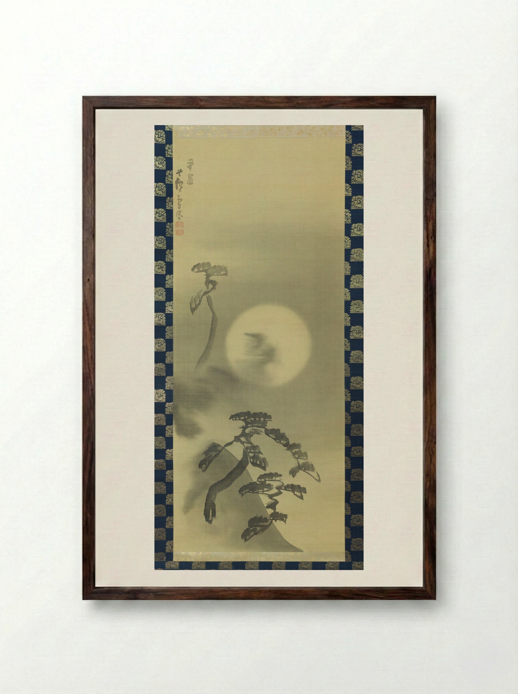 Moonlit Landscape - Nagasawa Rosetsu - Framed Print Dark Wood