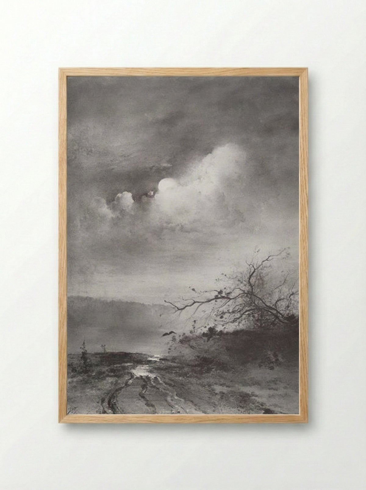Moonlit Night on the River - Aleksey Savrasov - Framed Print Wood