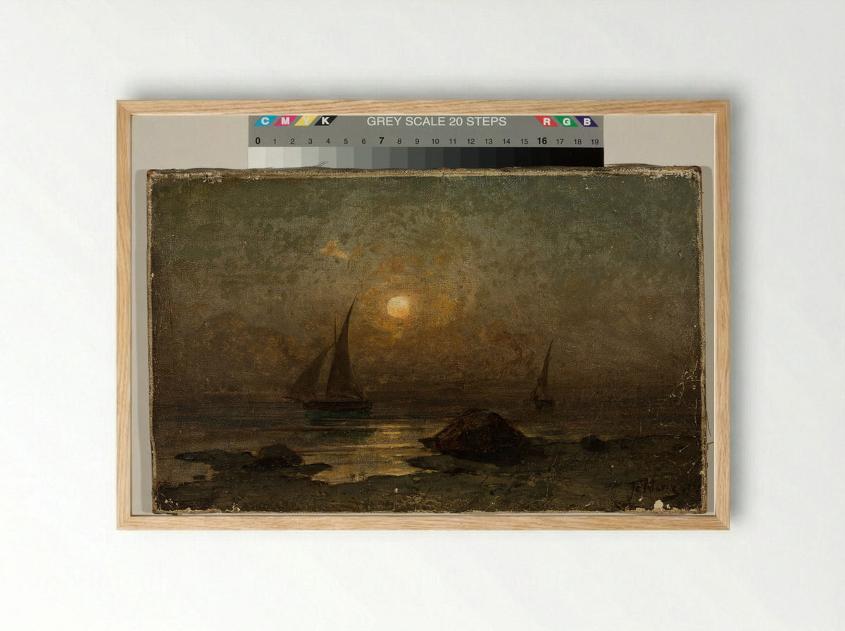 Moonlit Seascape - Julius Sergius von Klever - Framed Print Wood