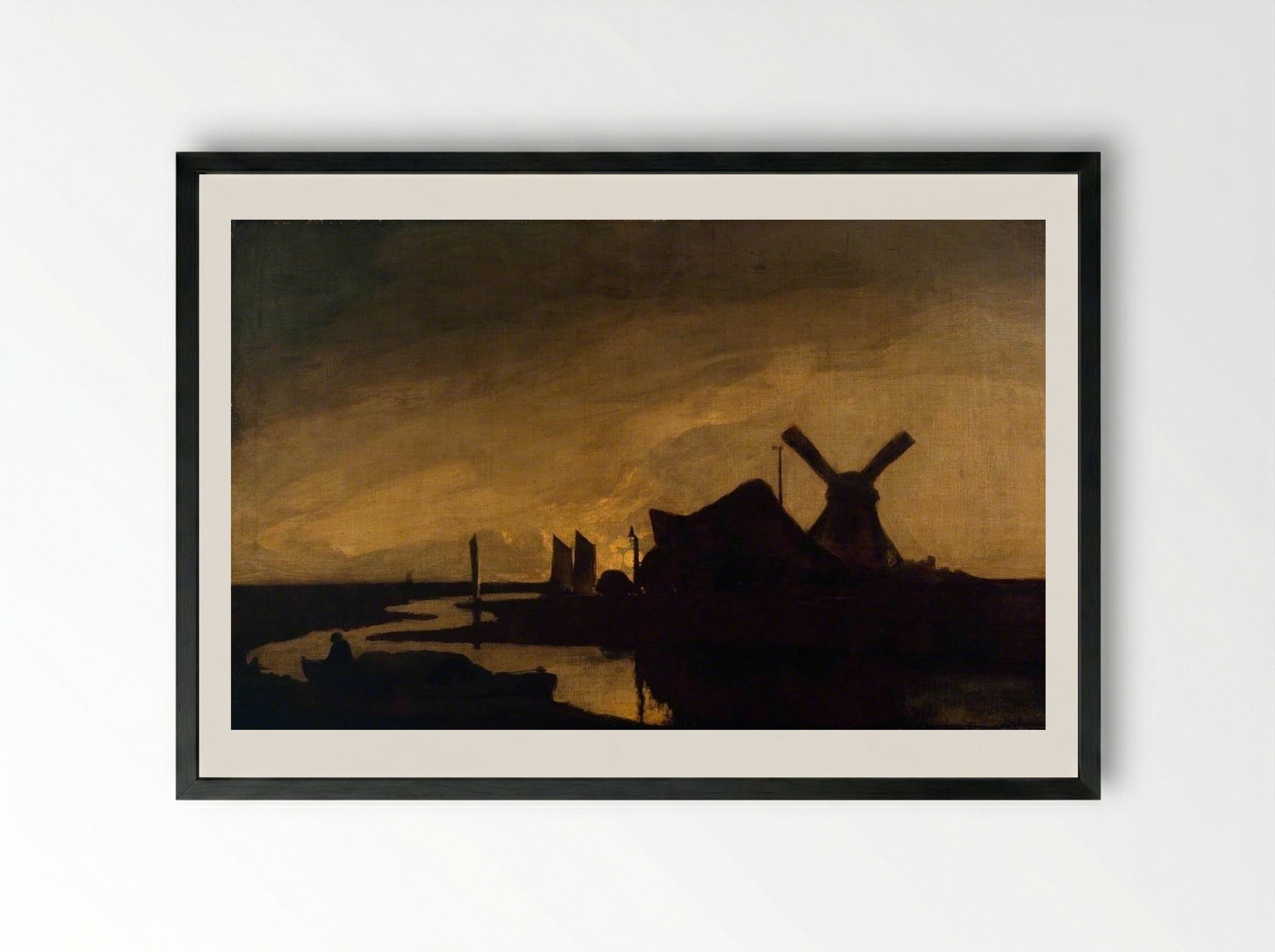 Moonrise on the Yare - John Crome - Framed Print Black