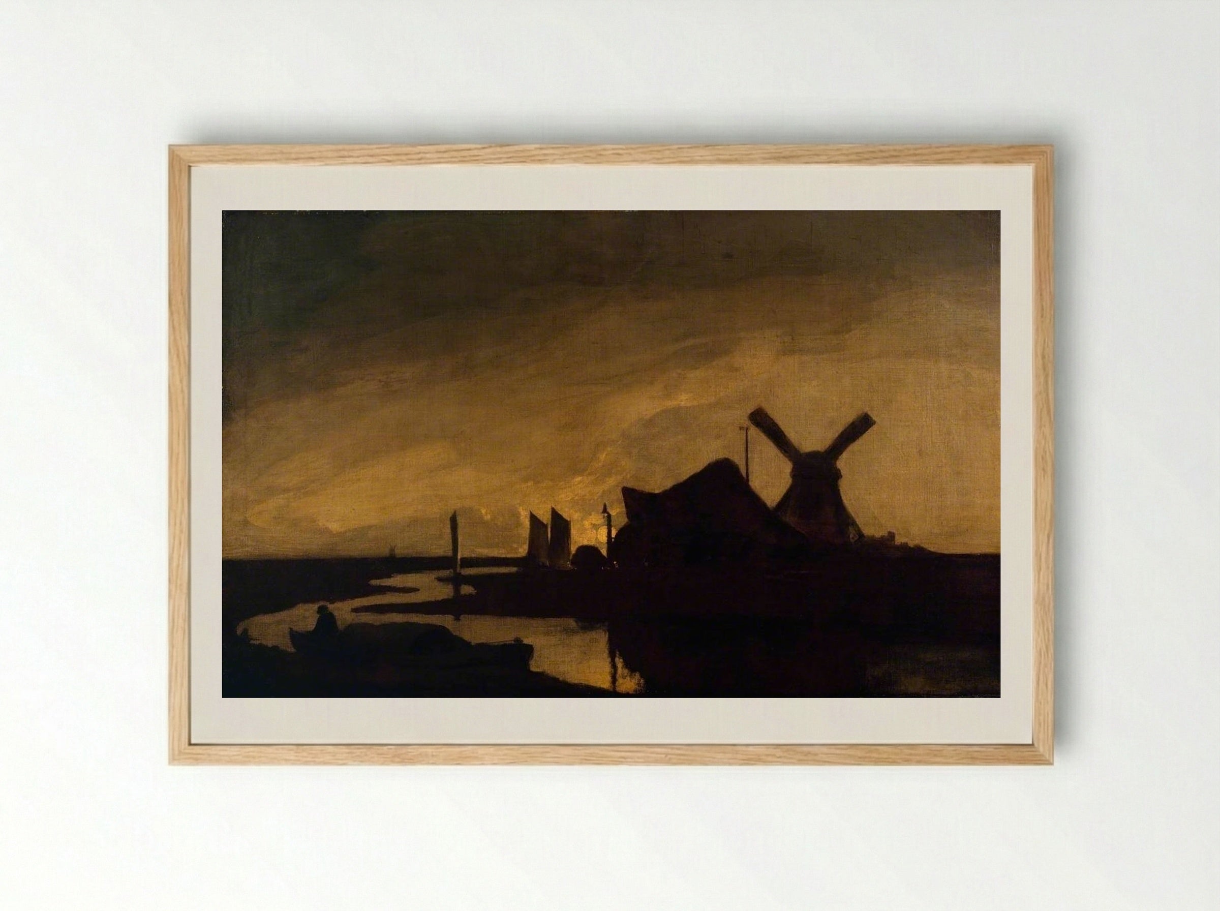 Moonrise on the Yare - John Crome - Framed Print Wood