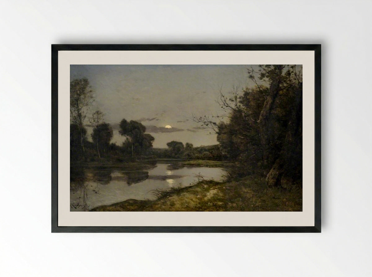 Moonrise - Henri-Joseph Harpignies - Framed Print Black