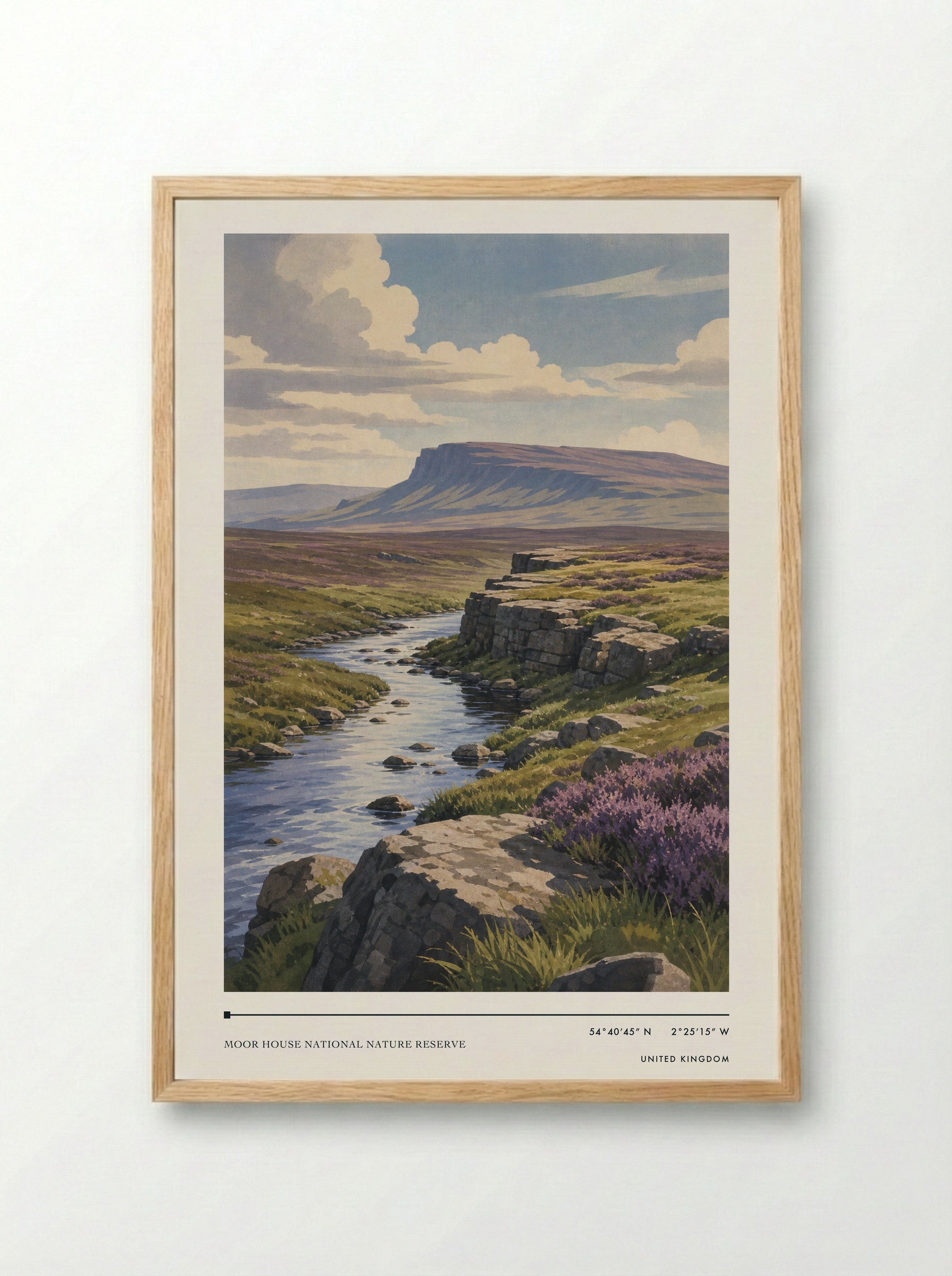 Moor House National Nature Reserve United Kingdom Travel Poster - Framed Print Wood