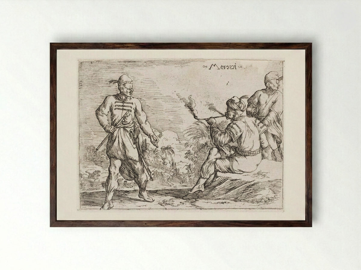 Moorish Costumes - Johann Wilhelm Baur - Framed Print Dark Wood