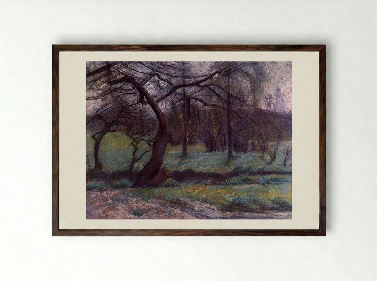 Moorland - Umberto Boccioni - Framed Print Dark Wood