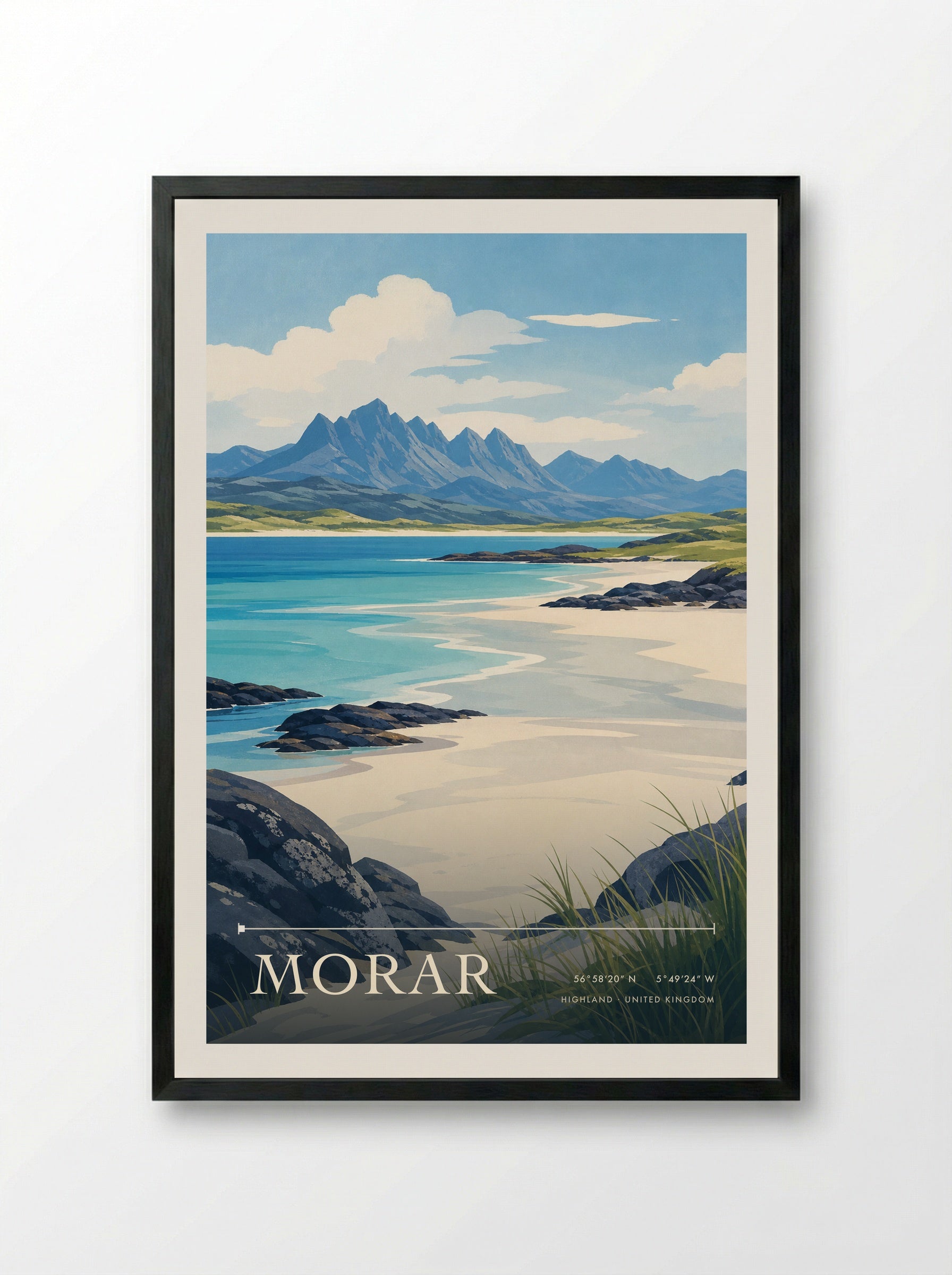 Morar Highland United Kingdom Travel Poster - Framed Print Black