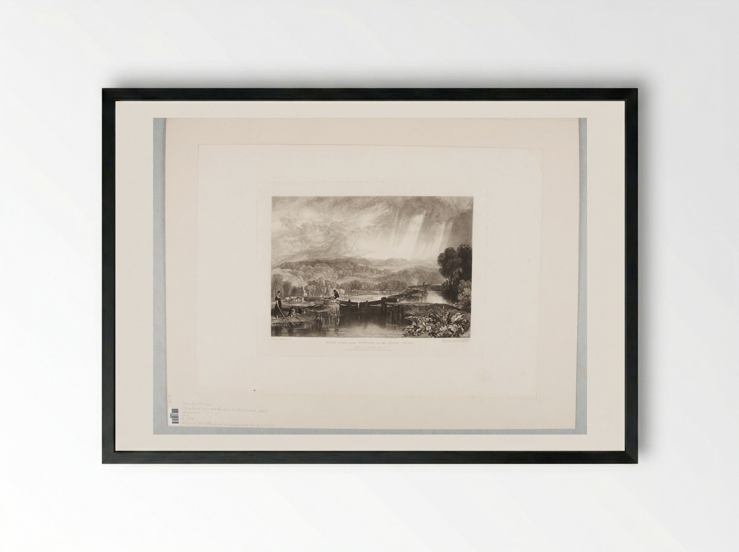 More Park near Watford on the River Colne - Charles Turner - Framed Print Black