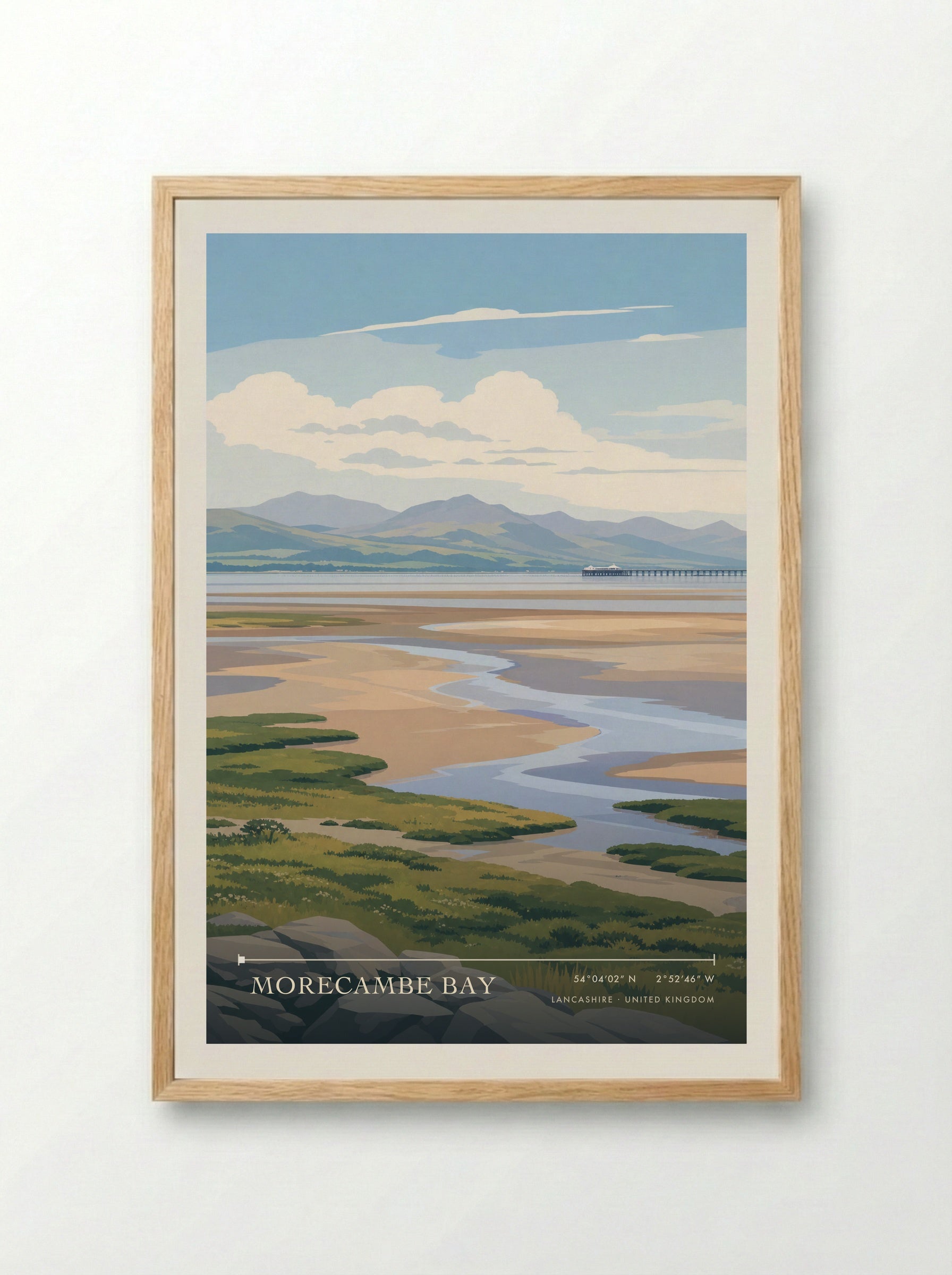 Morecambe Bay Lancashire United Kingdom Travel Poster - Framed Print Wood