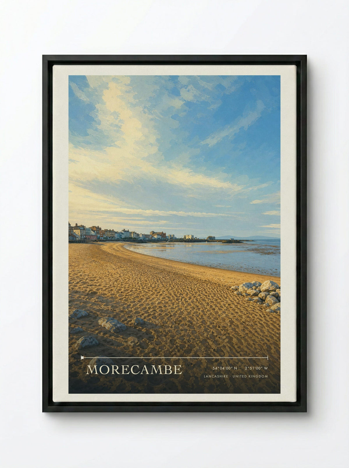 Morecambe Lancashire United Kingdom Travel Poster - Framed Canvas Black