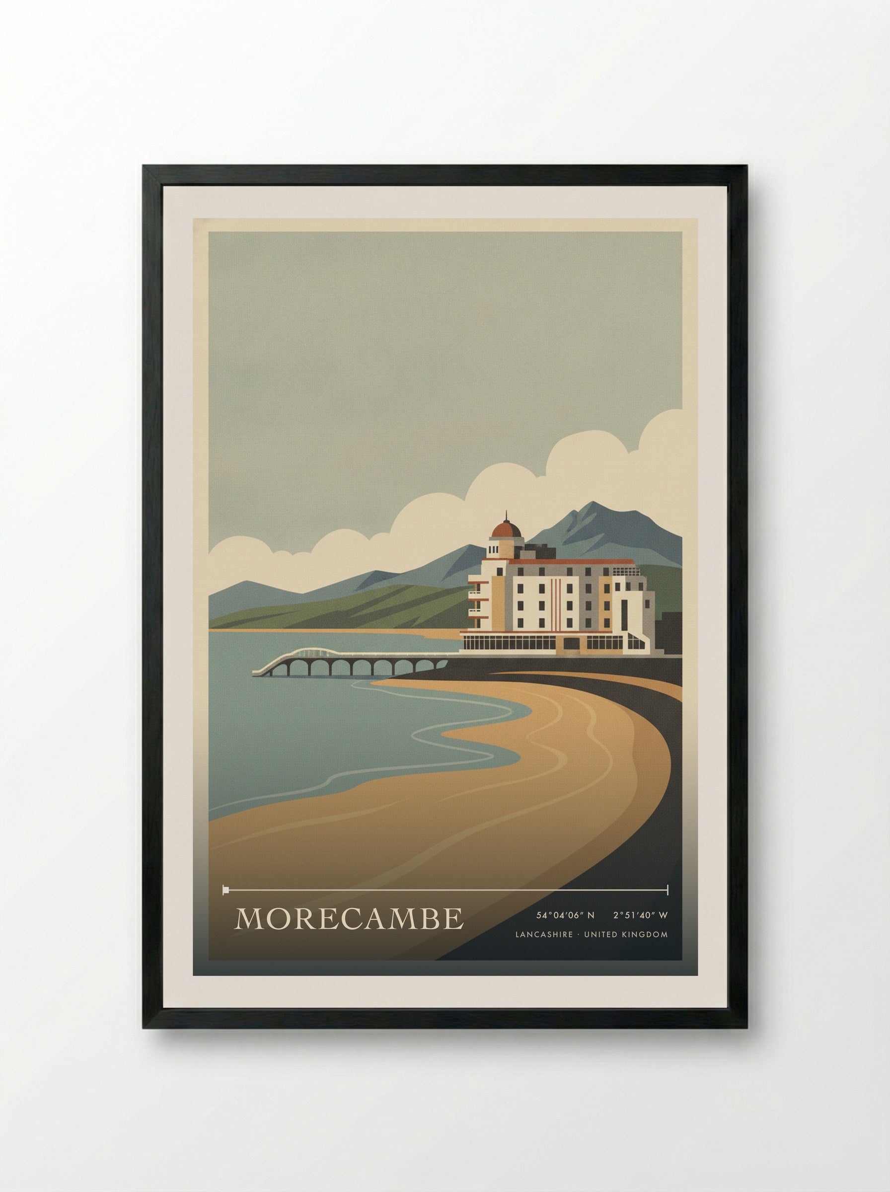 Morecambe Lancashire United Kingdom Travel Poster - Framed Print Black