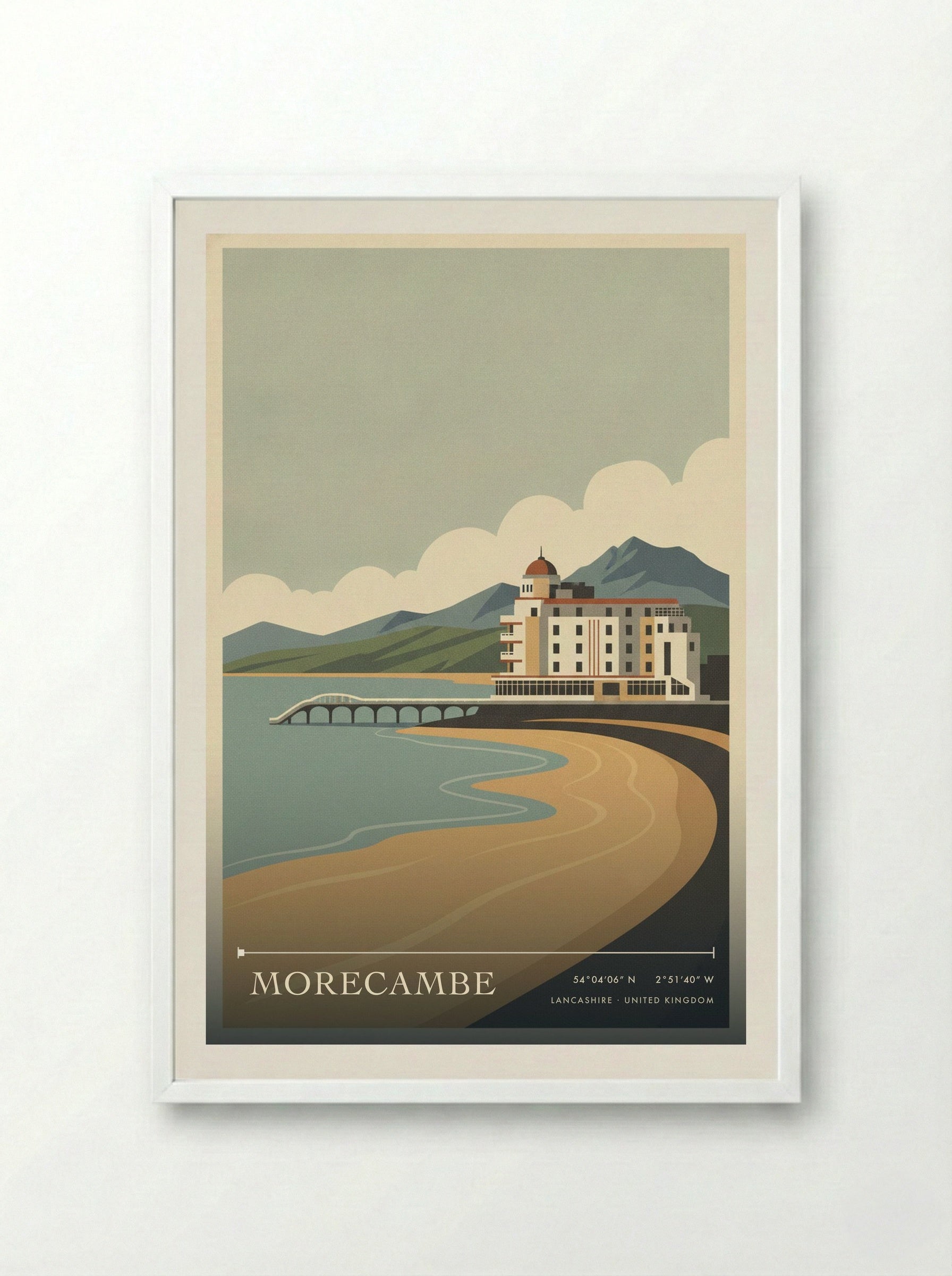 Morecambe Lancashire United Kingdom Travel Poster - Framed Print White