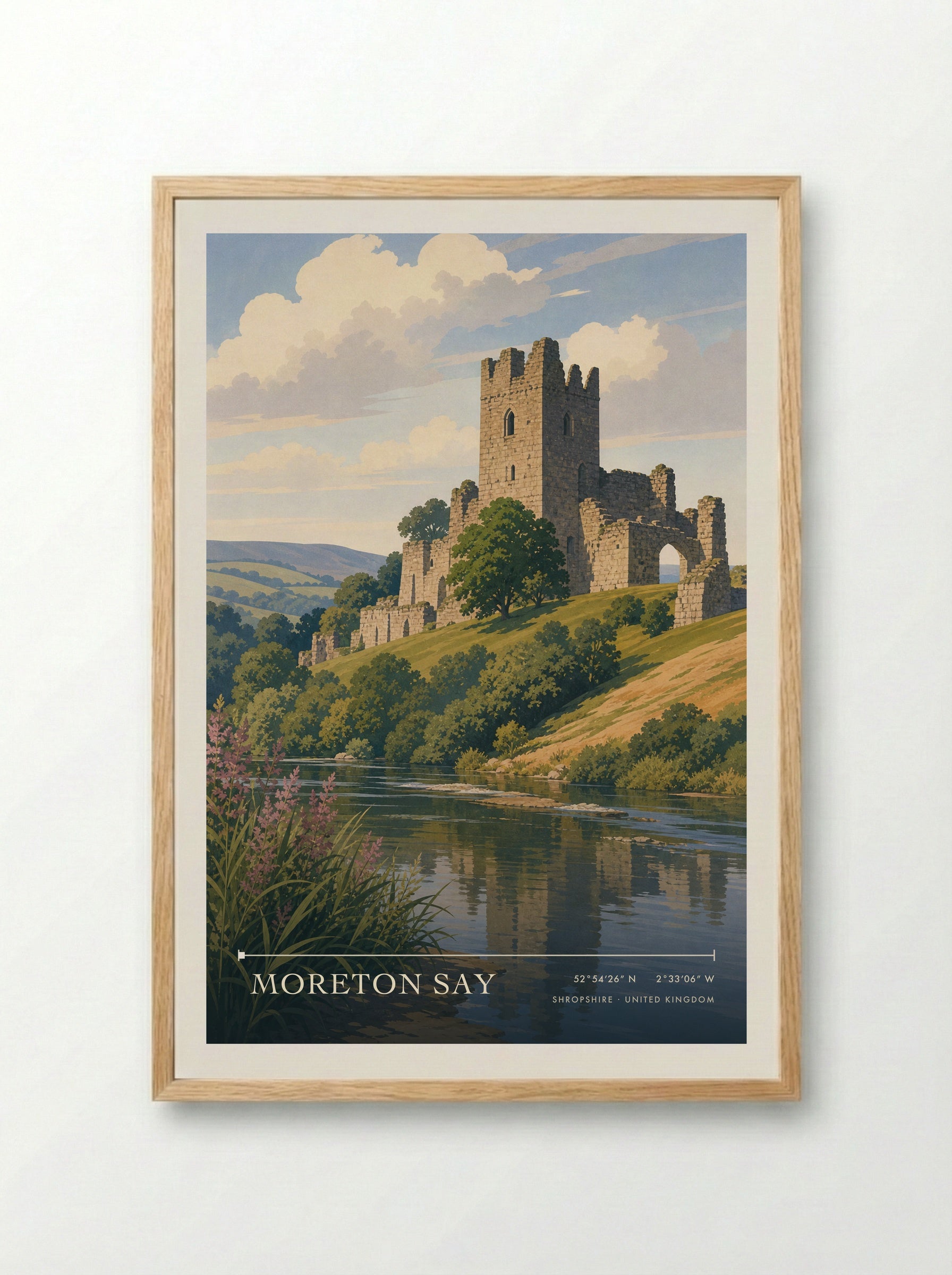 Moreton Say Shropshire United Kingdom Travel Poster - Framed Print Wood