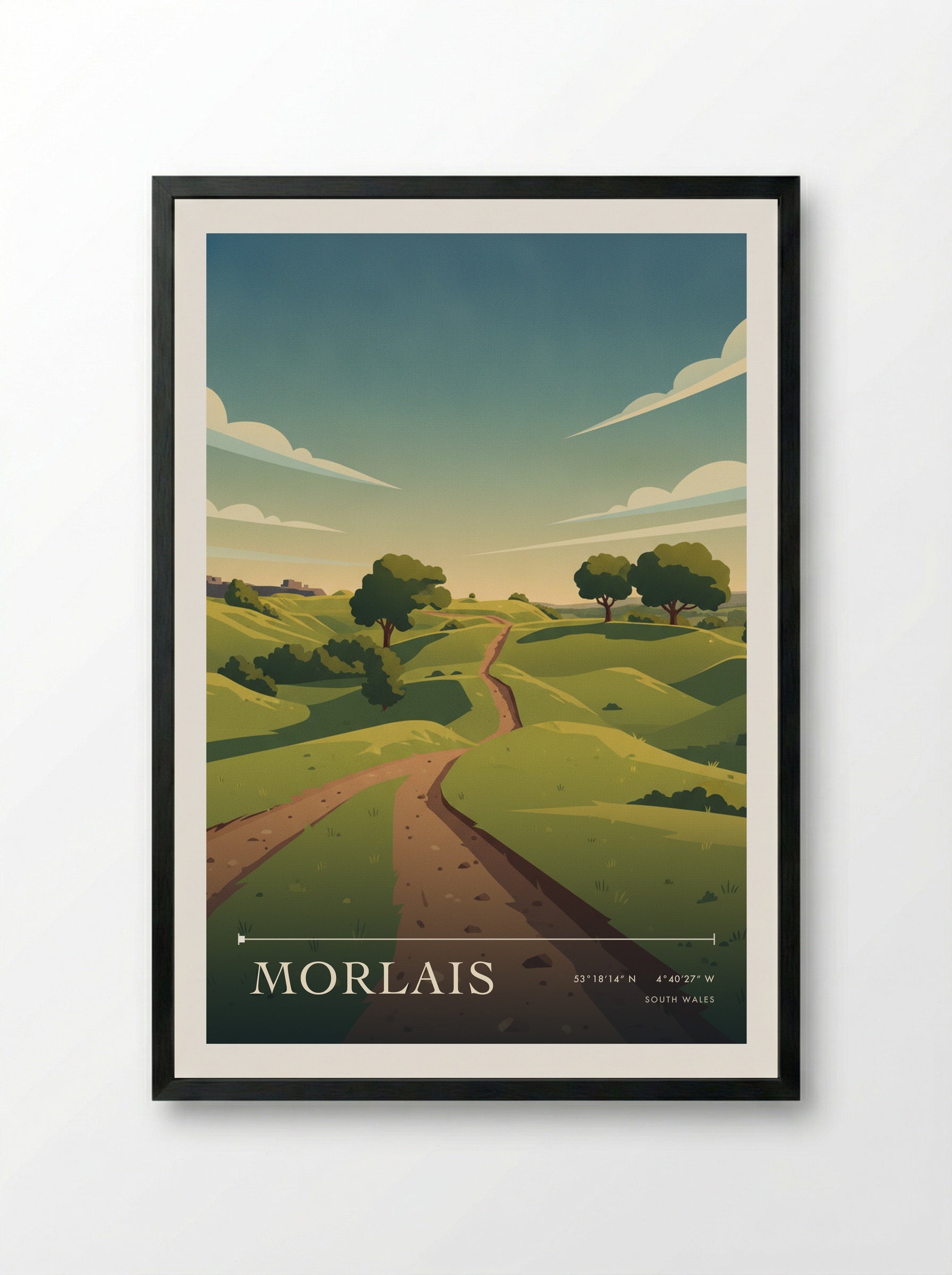 Morlais South Wales Wales Travel Poster - Framed Print Black