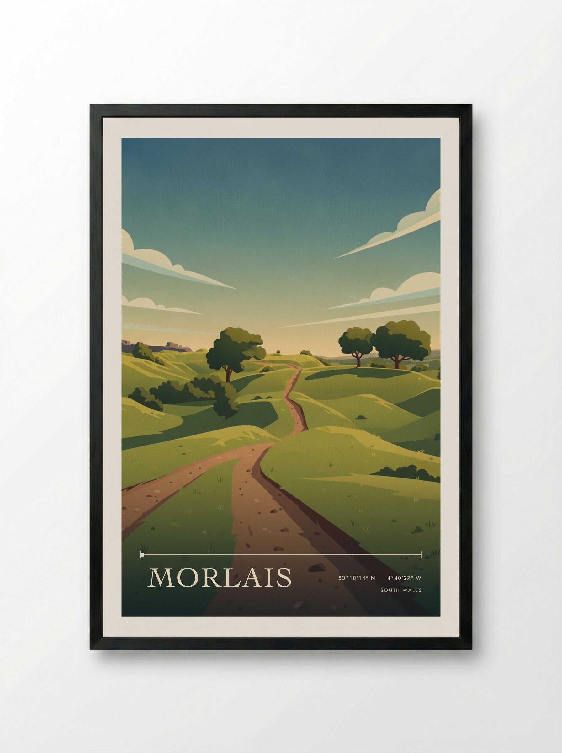 Morlais South Wales Wales Travel Poster - Framed Print Black