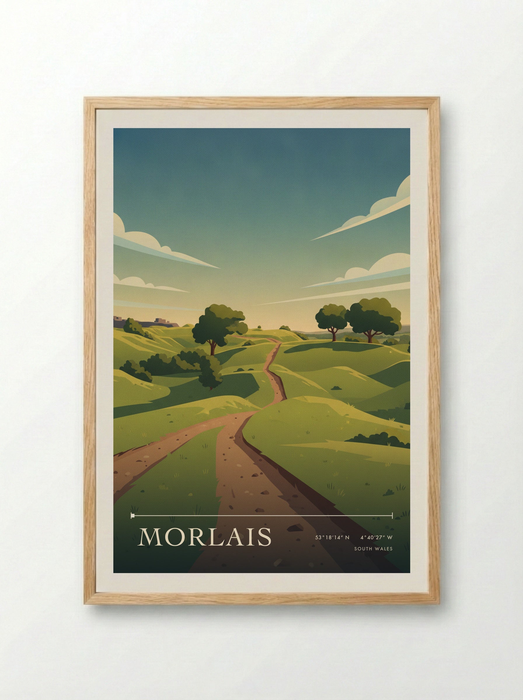 Morlais South Wales Wales Travel Poster - Framed Print Wood