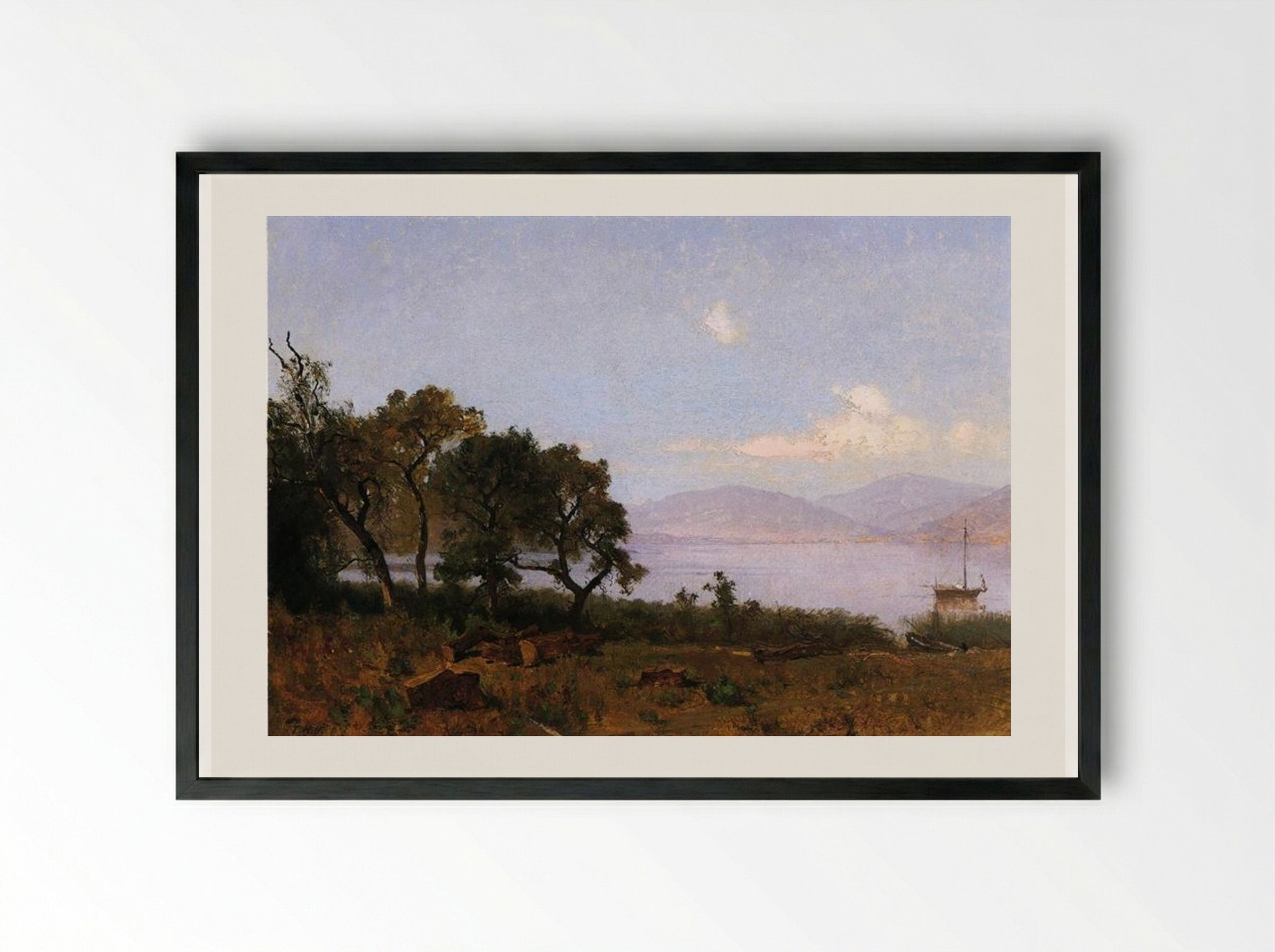 Morning, Clear Lake - Thomas Hill - Framed Print Black