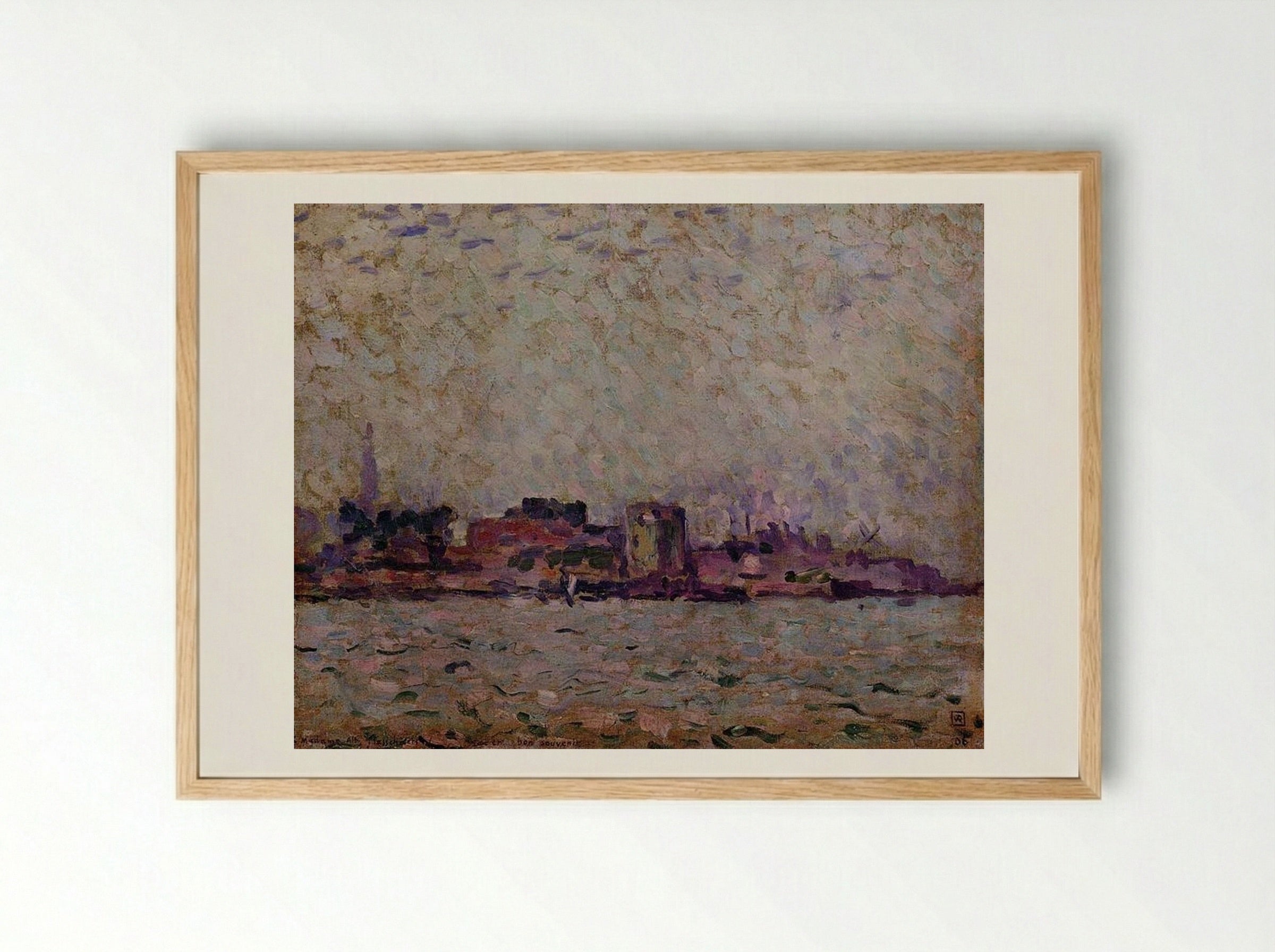 Morning Fog over the Port of Veer, Holland - Théo van Rysselberghe - Framed Print Wood