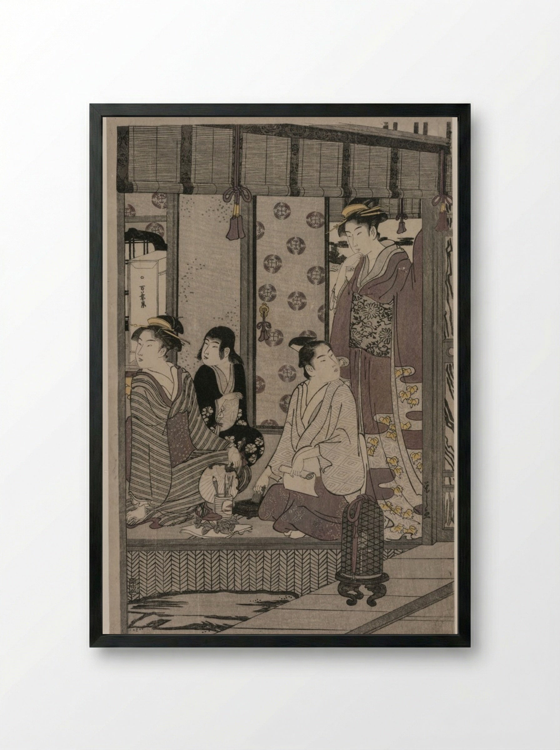 Morning Glory (from the series The Tale of Genji in Elegant Modern Dress) - Chōbunsai Eishi - Framed Print Black
