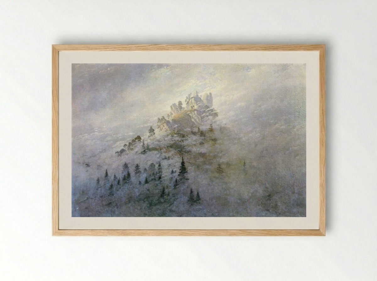 Morning Mist in the Mountains - Caspar David Friedrich - Framed Print Wood