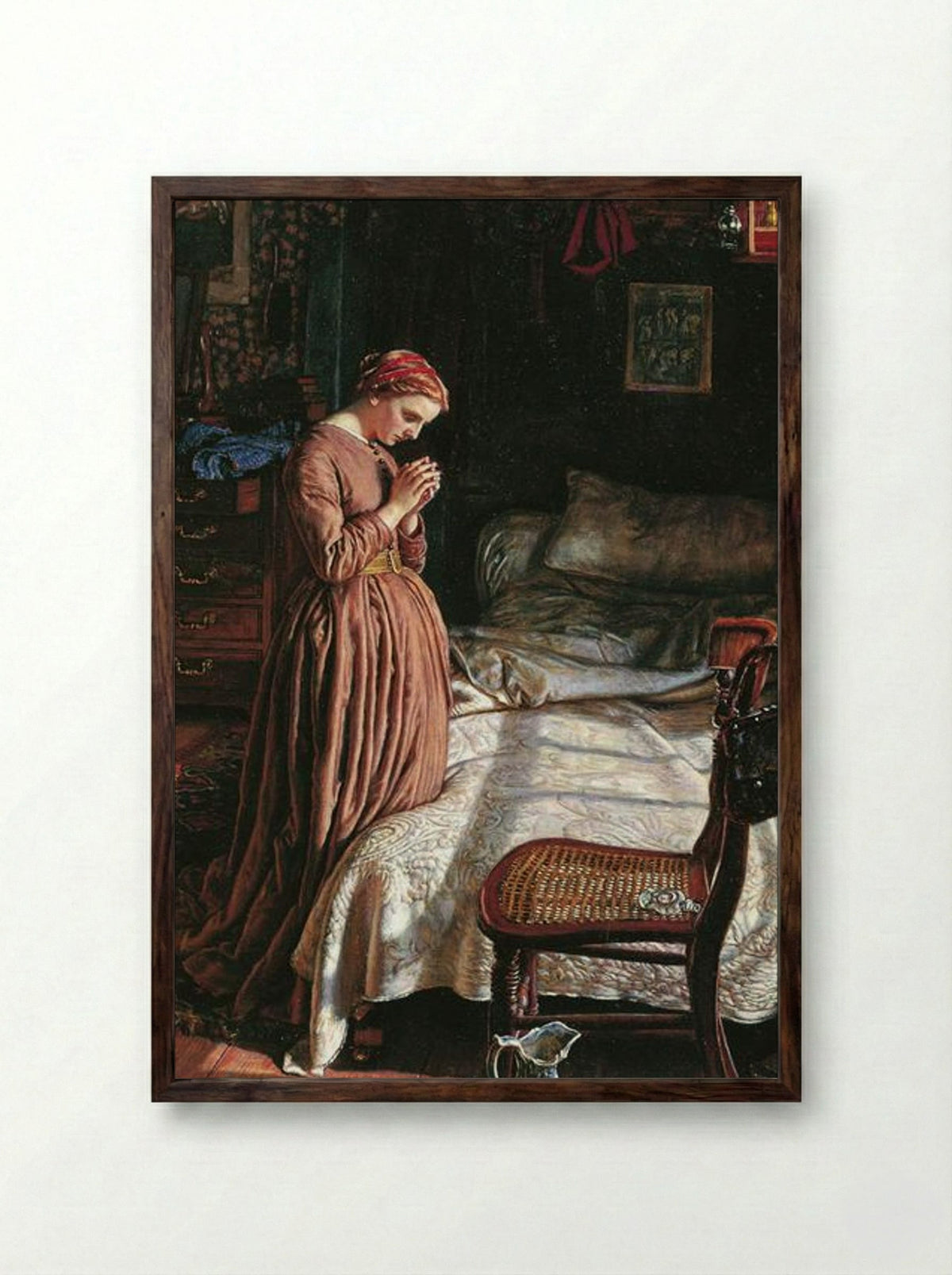 Morning Prayer - William Holman Hunt - Framed Print Dark Wood