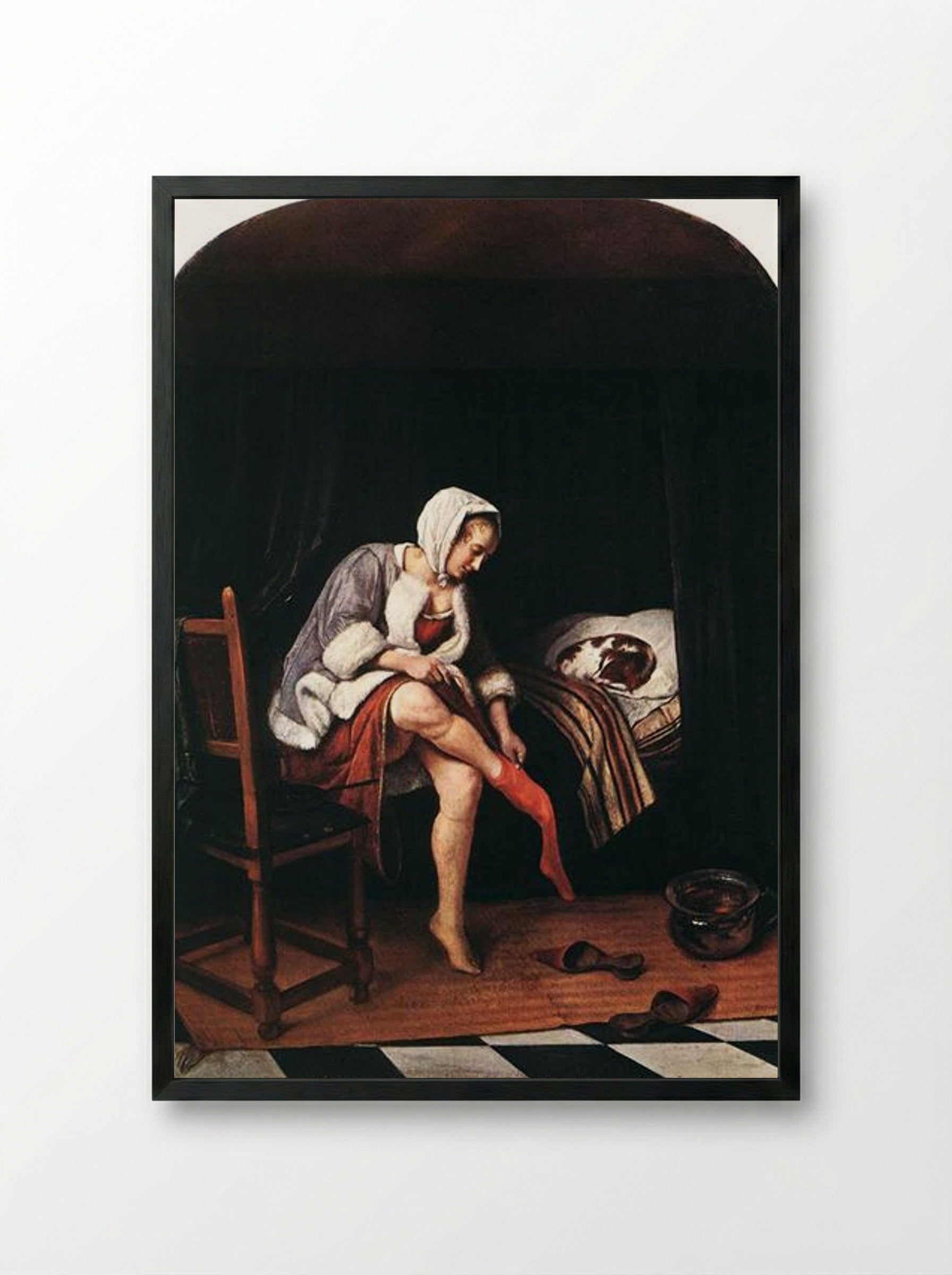 Morning Toilet - Jan Steen - Framed Print Black