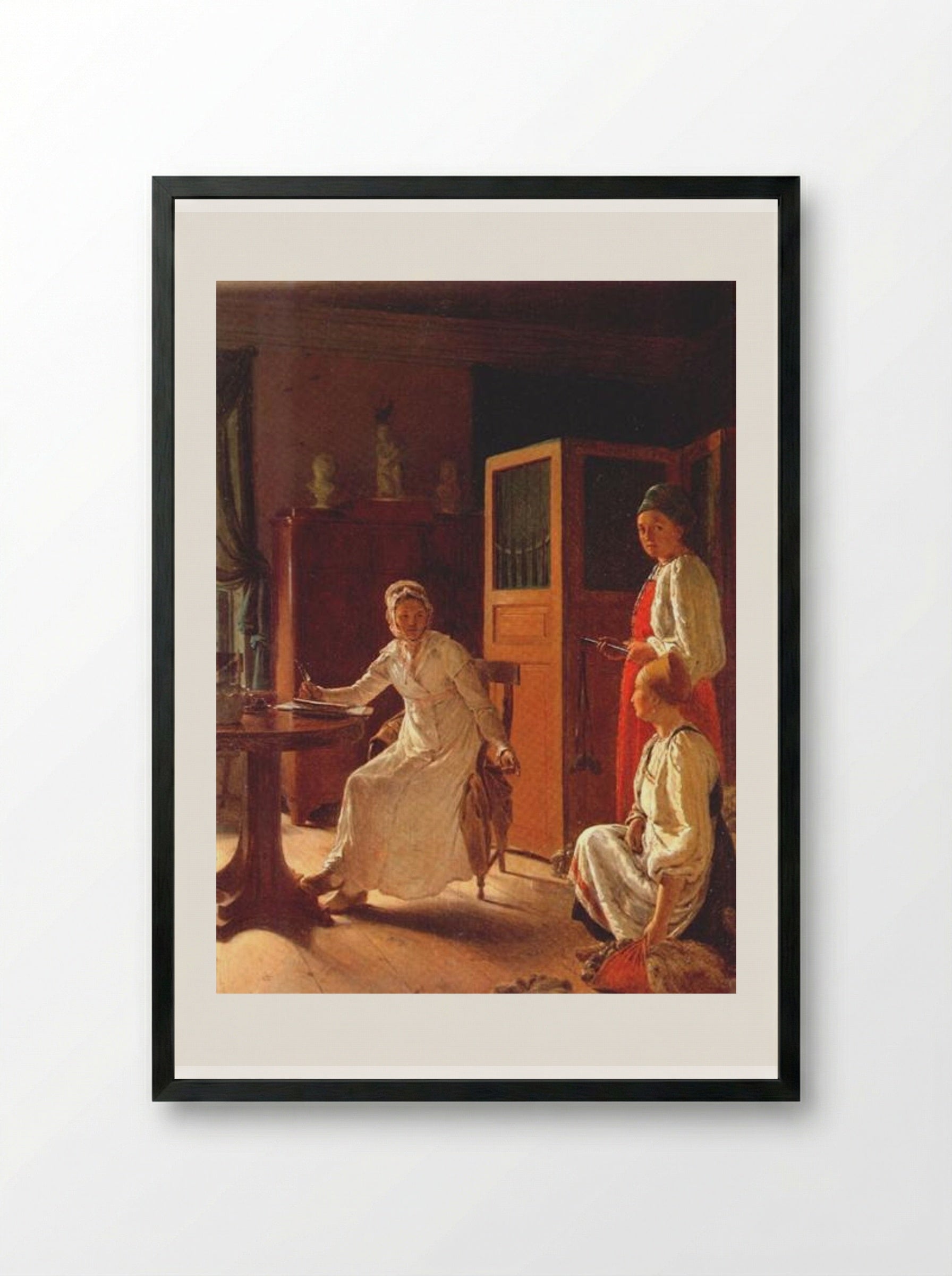 Morning of the Landlady - Alexey Venetsianov - Framed Print Black