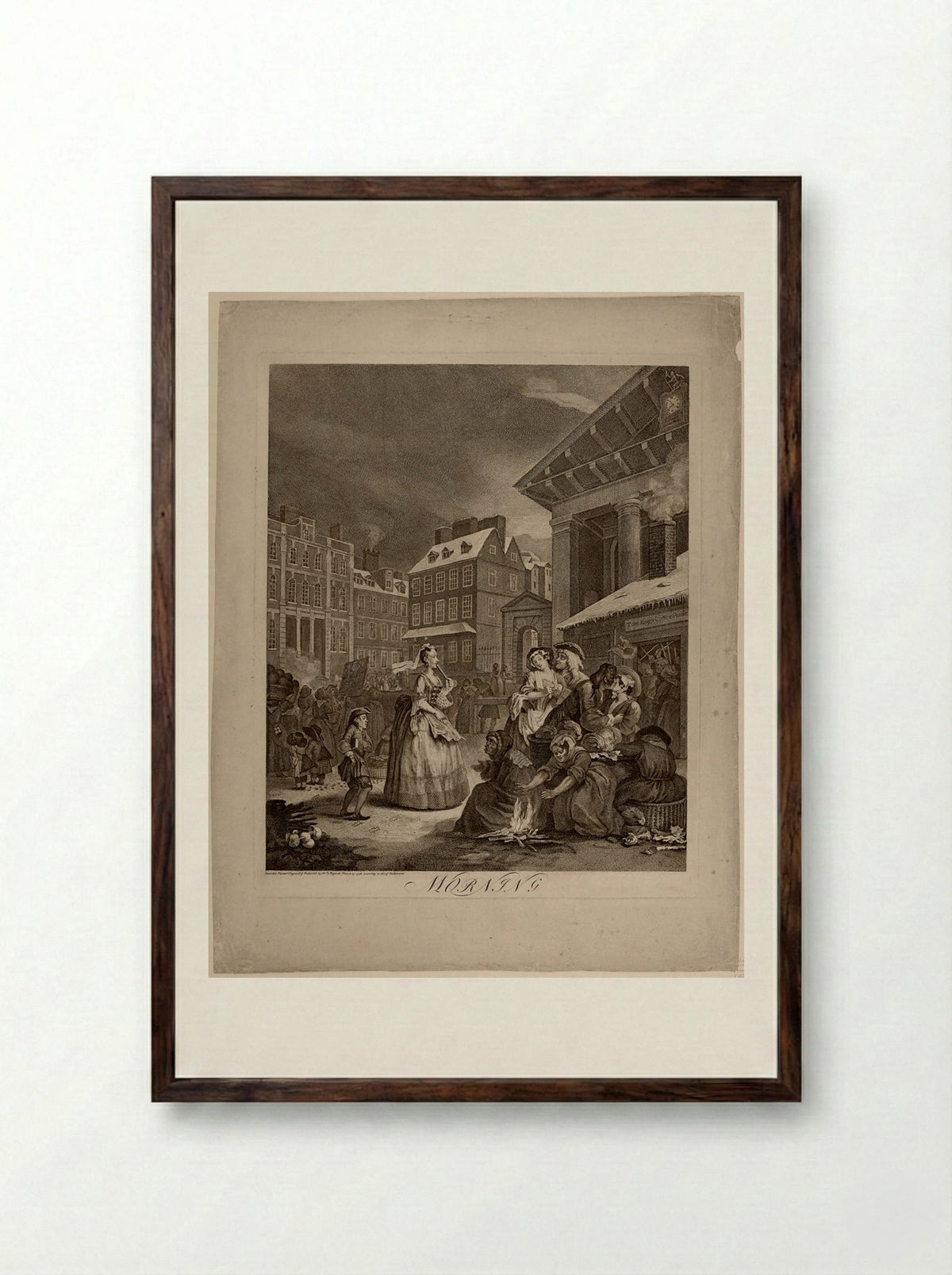 Morning - William Hogarth - Framed Print Dark Wood