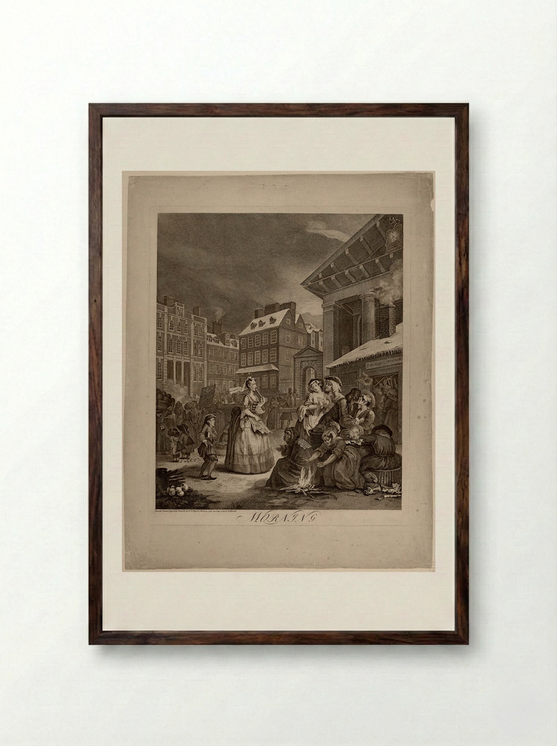 Morning - William Hogarth - Framed Print Dark Wood