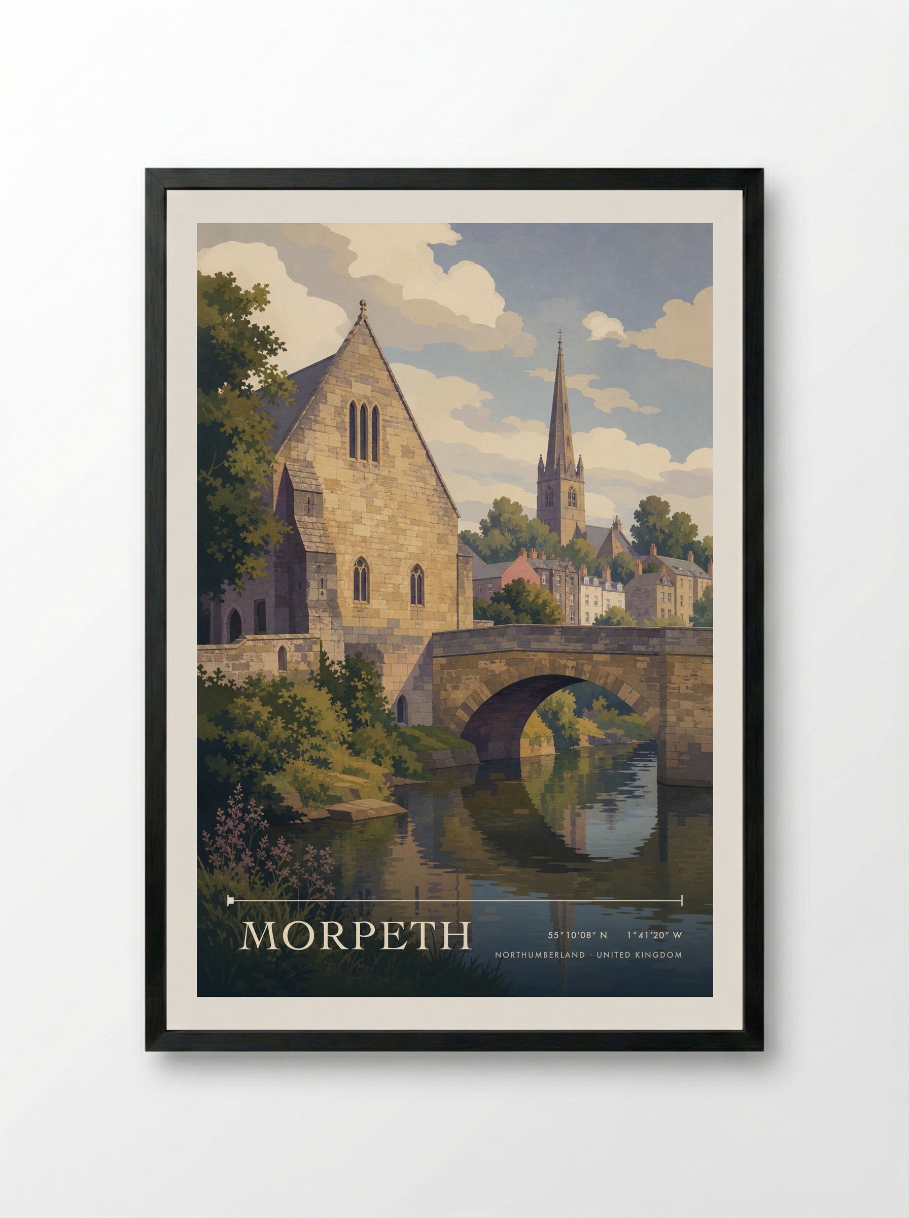 Morpeth Northumberland United Kingdom Travel Poster - Framed Print Black