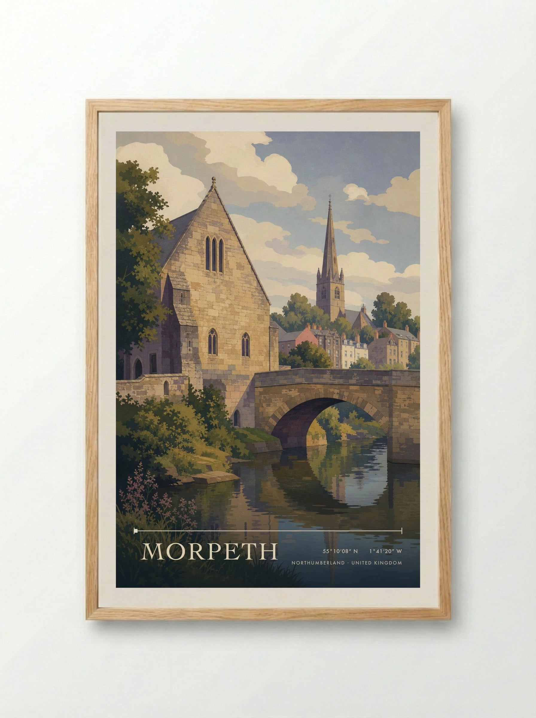 Morpeth Northumberland United Kingdom Travel Poster - Framed Print Wood