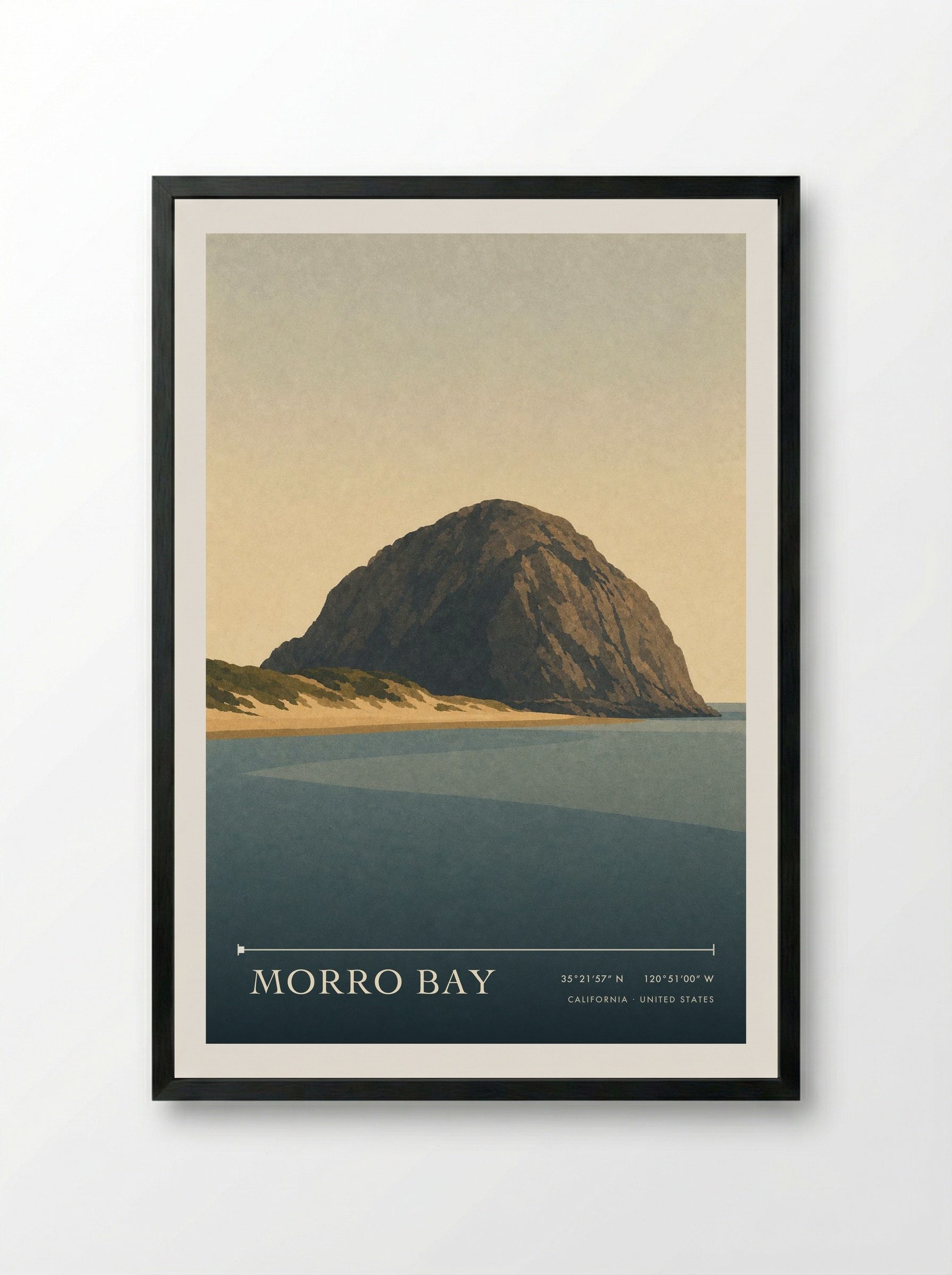 Morro Bay Travel Poster Artwork - Framed Print Black