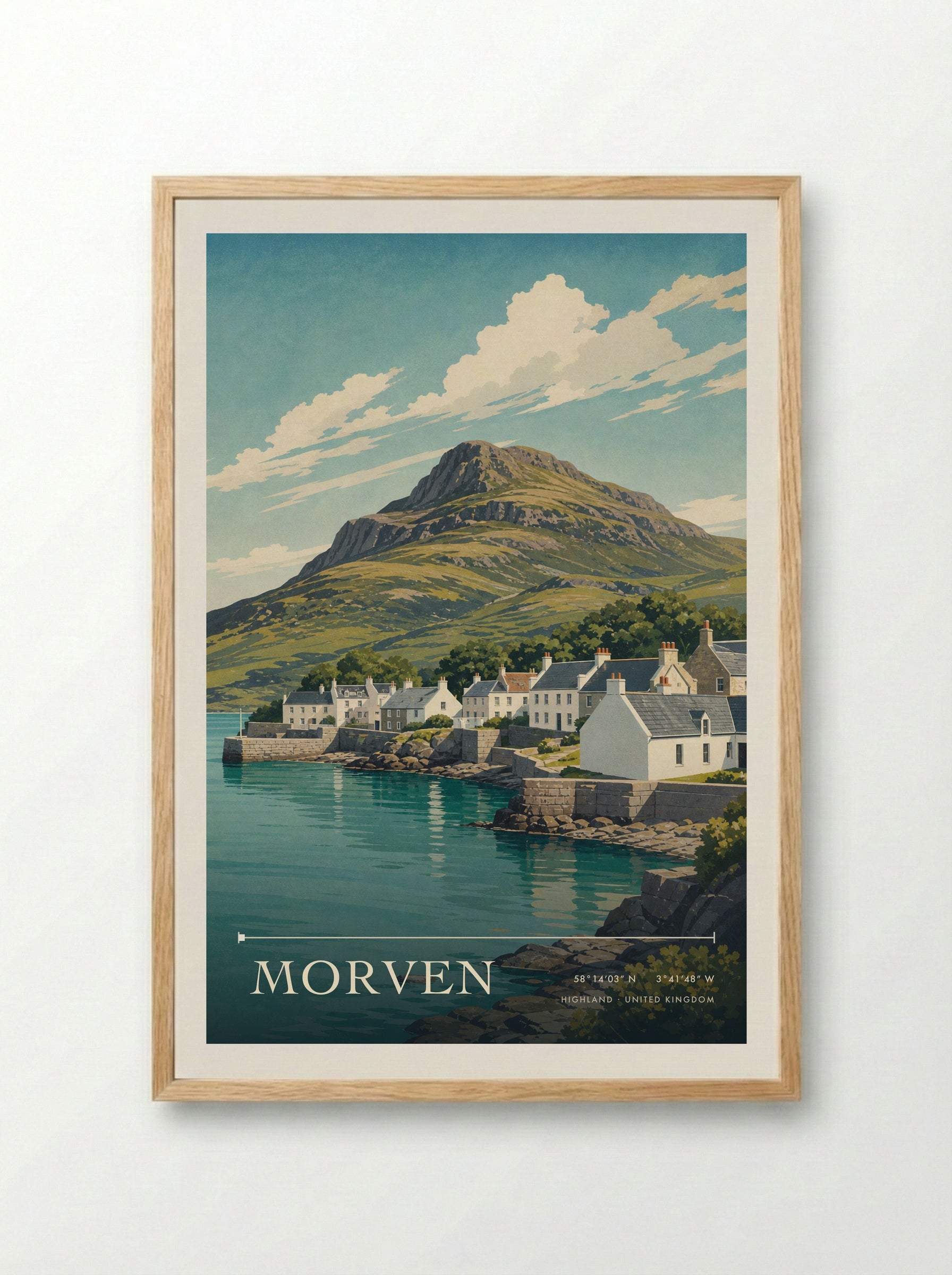 Morven Highland United Kingdom Travel Poster - Framed Print Wood