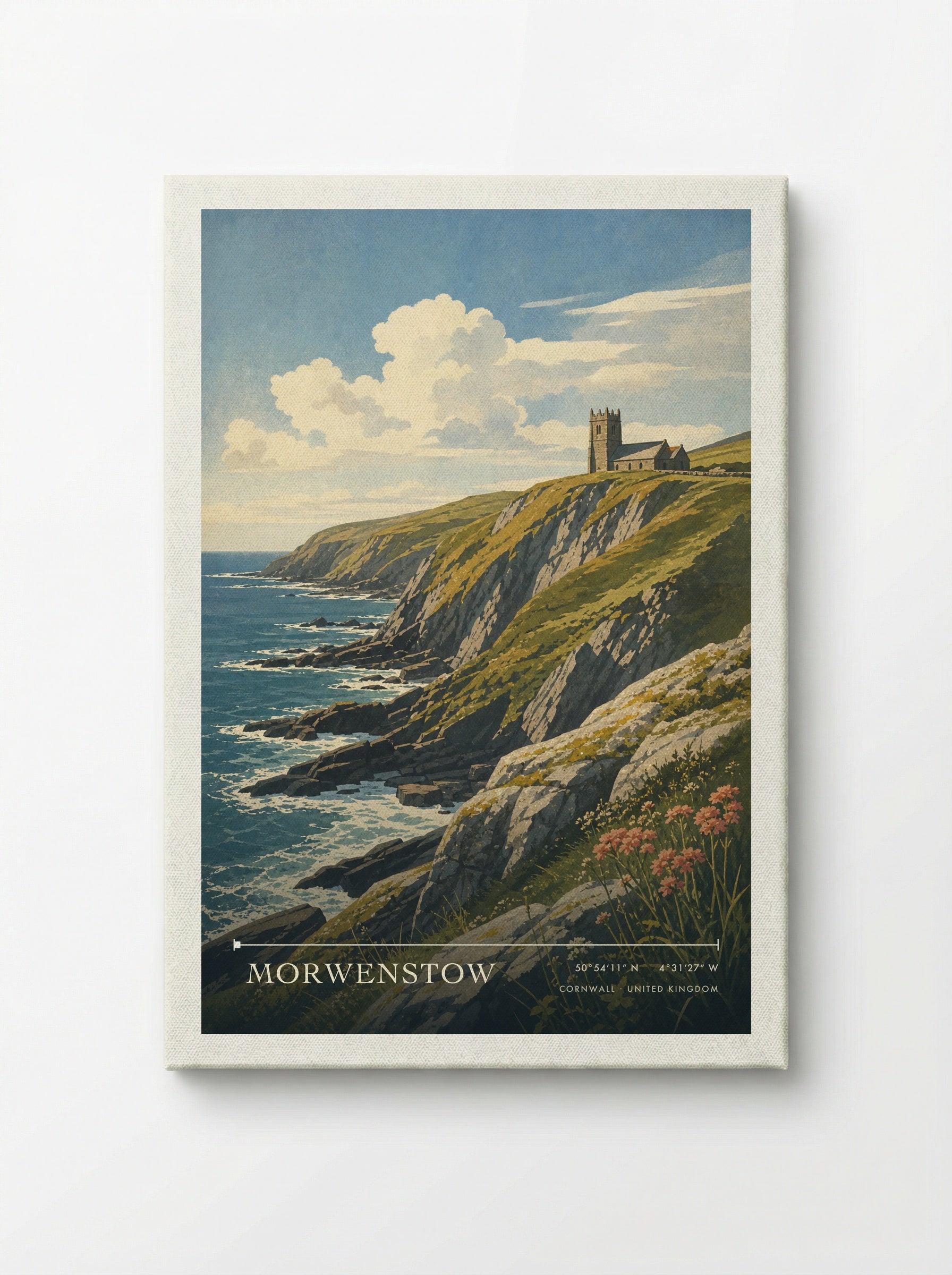 Morwenstow Cornwall England Travel Poster - Canvas