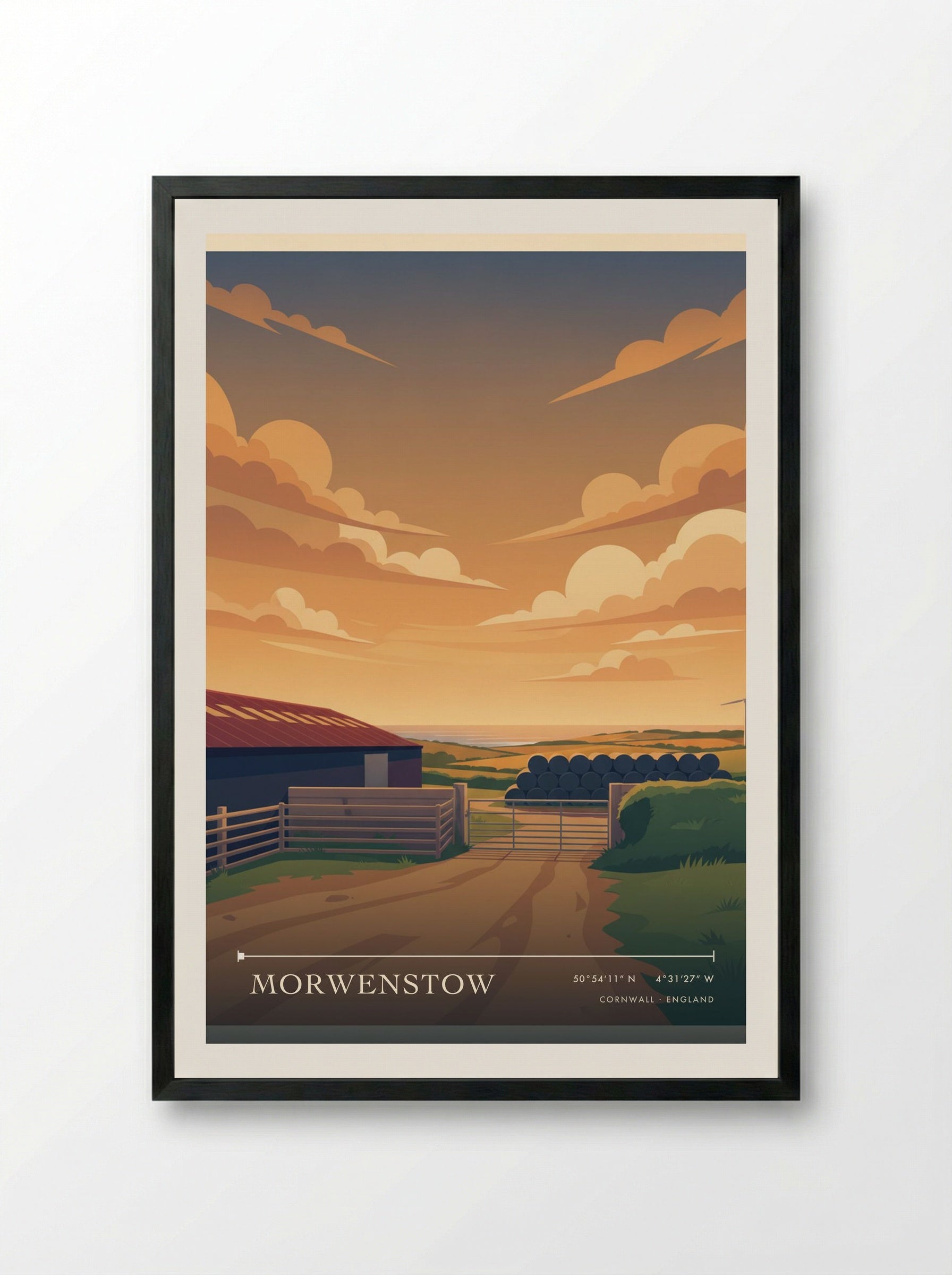 Morwenstow Cornwall England Travel Poster - Framed Print Black