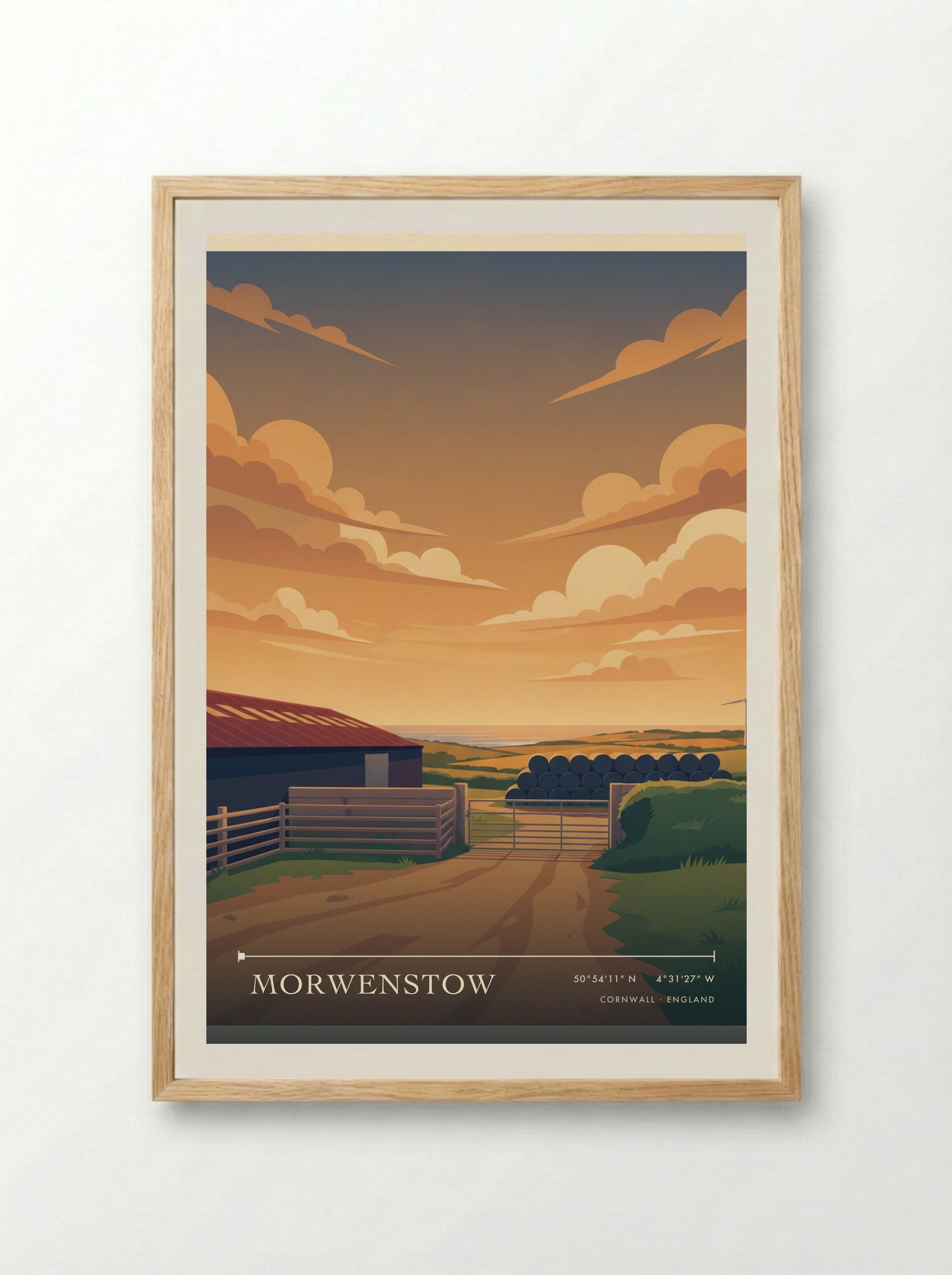 Morwenstow Cornwall England Travel Poster - Framed Print Wood