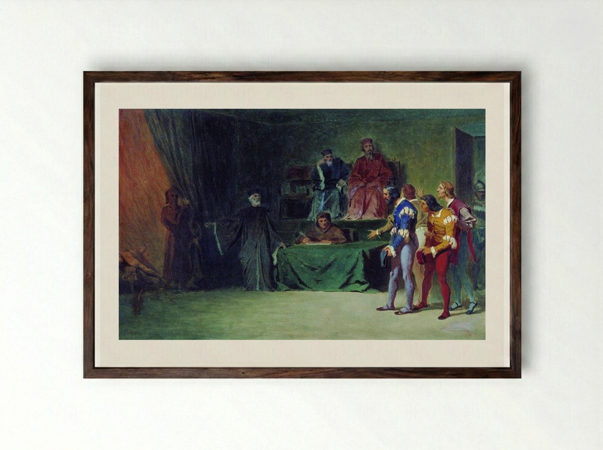 Mosaicists before the Council of Three in Venice - Fyodor Bronnikov - Framed Print Dark Wood