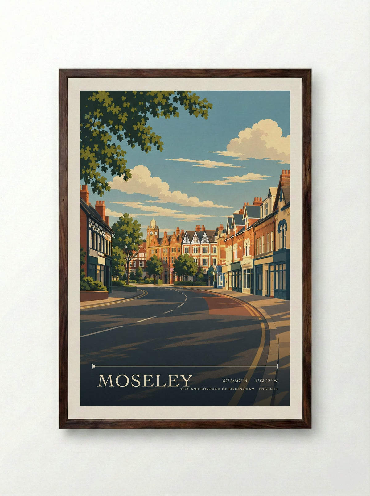 Moseley, City and Borough of Birmingham | Travel Poster - Framed Print Dark Wood