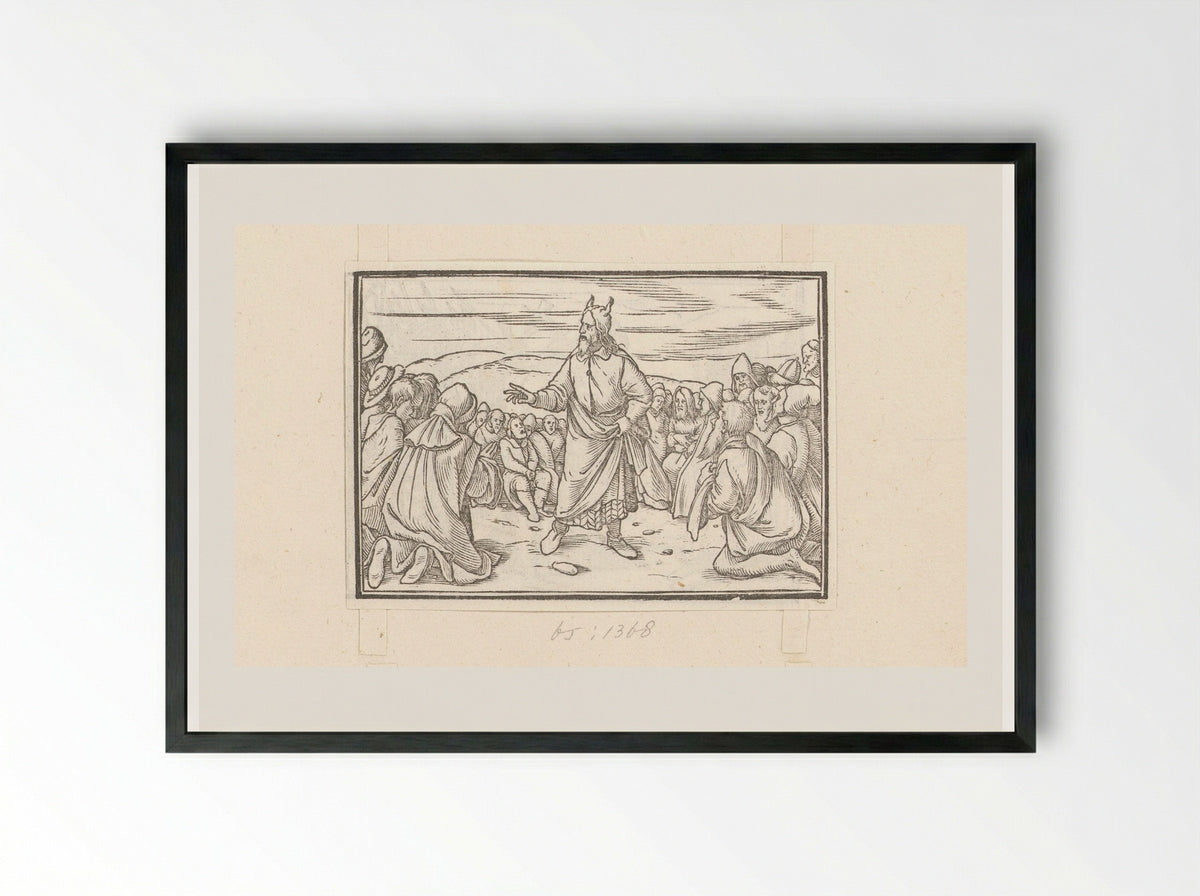 Moses Addressing the People of Israel - Veit Rudolf Specklin - Framed Print Black