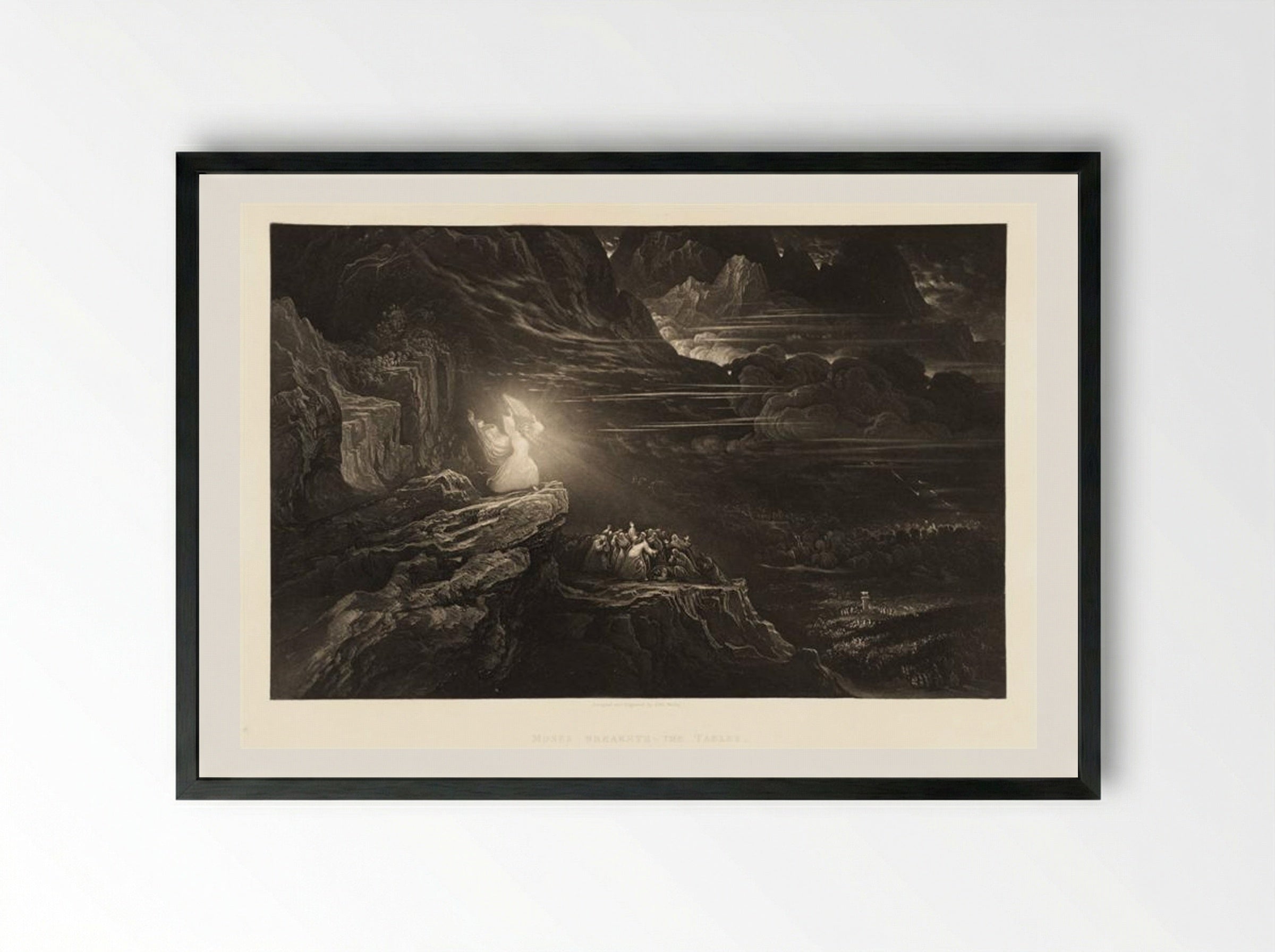 Moses Breaketh the Tables - John Martin - Framed Print Black