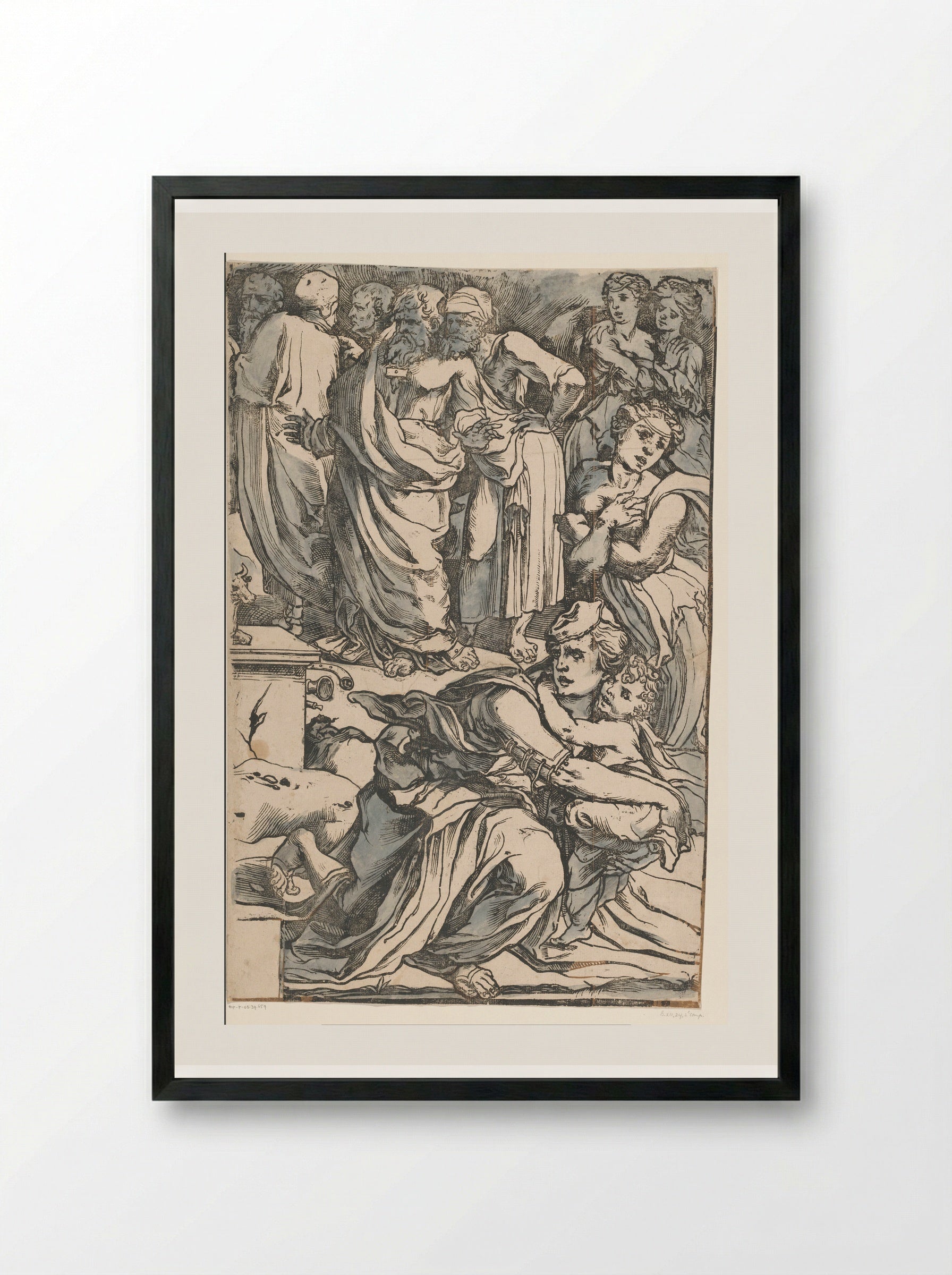 Moses Breaking the Tablets of the Law (Fourth Part) - Andrea Andreani - Framed Print Black