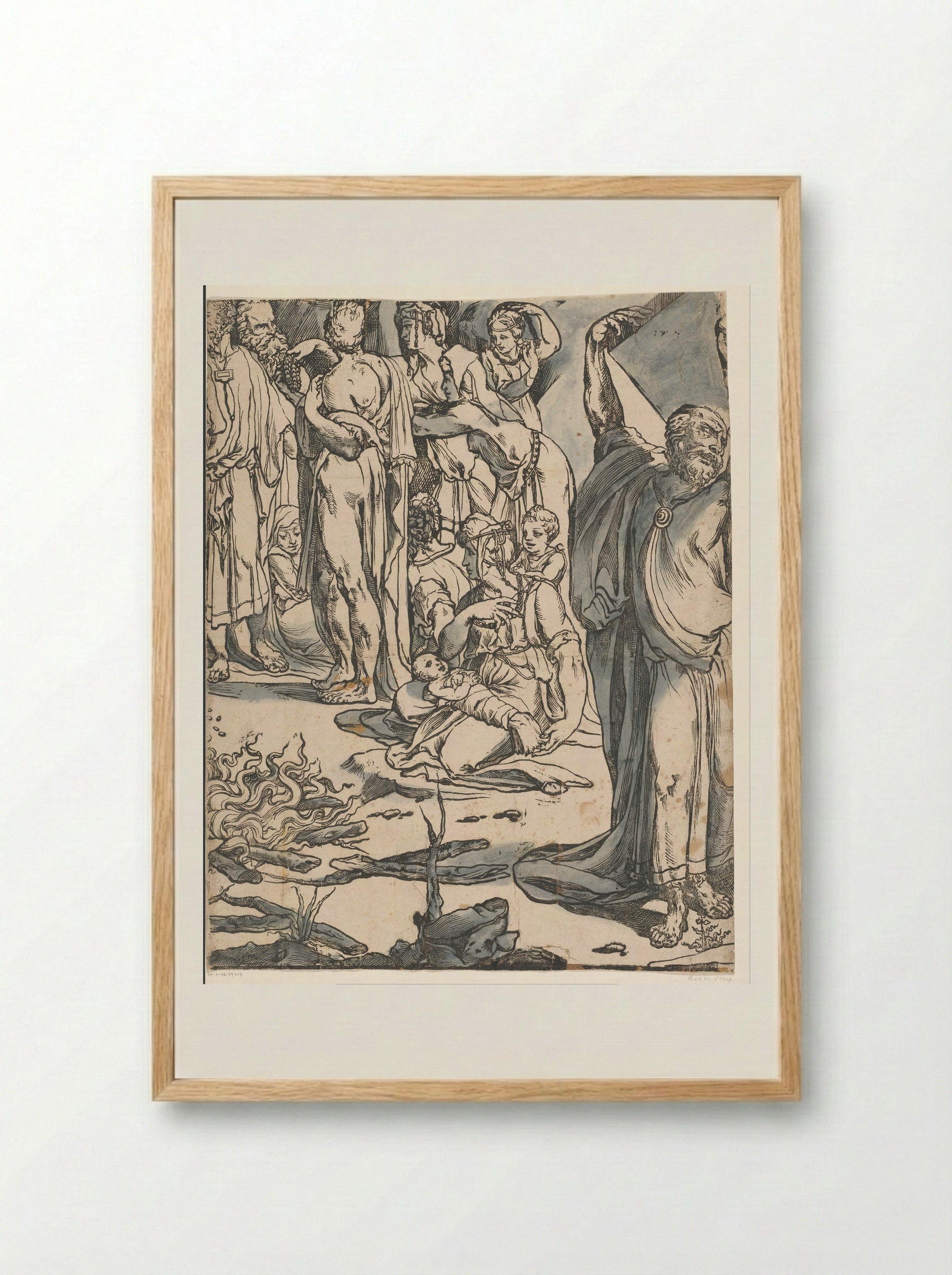 Moses Breaking the Tablets of the Law (Second Part) - Andrea Andreani - Framed Print Wood
