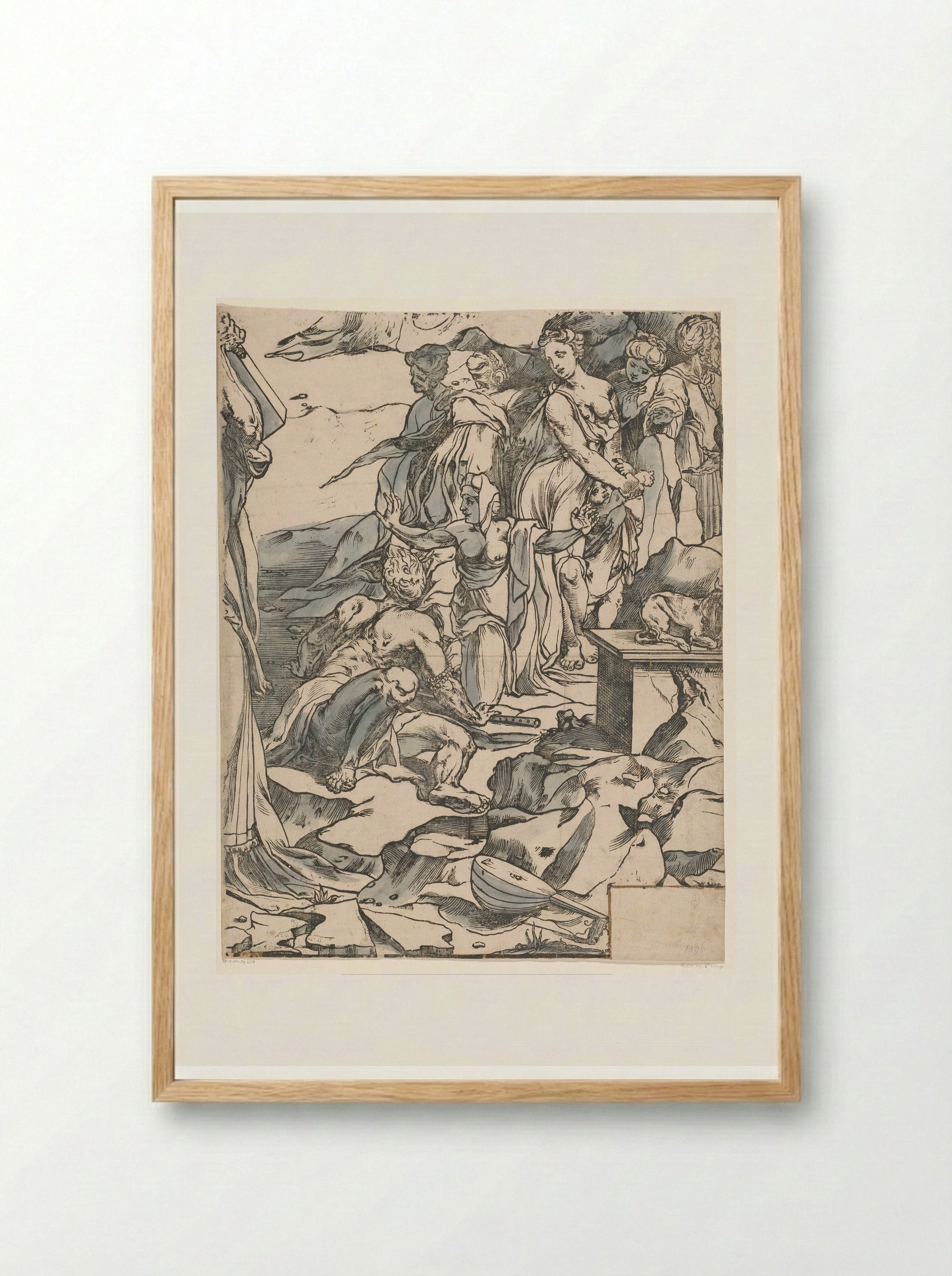 Moses Breaking the Tablets of the Law (Third Part) - Andrea Andreani - Framed Print Wood