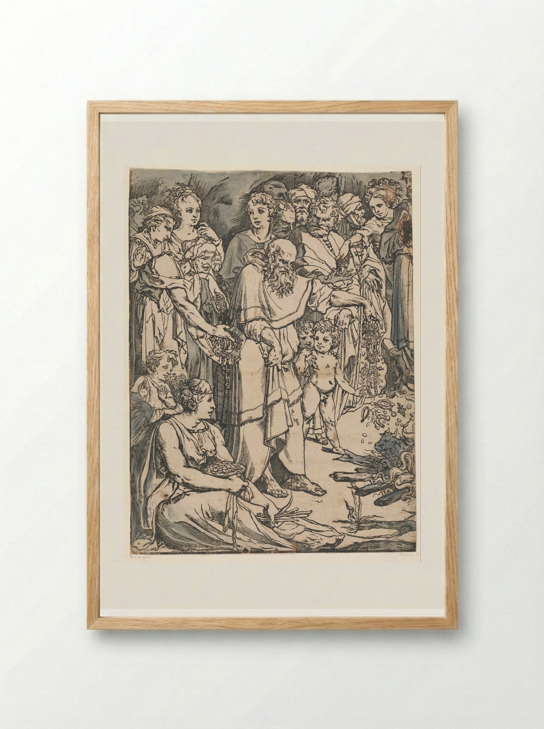 Moses Breaking the Tablets of the Law - Andrea Andreani - Framed Print Wood
